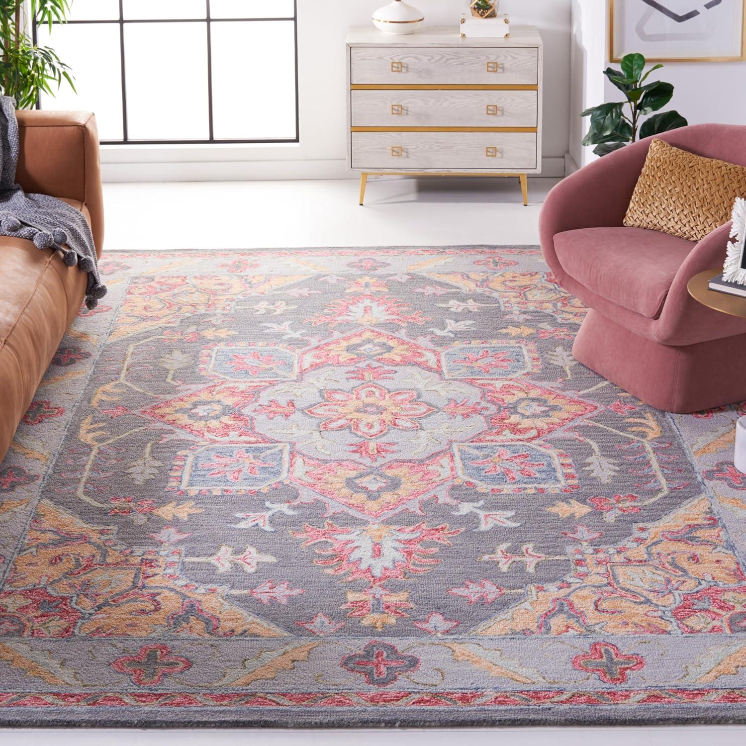 Metro MET352 Hand Tufted Indoor Area Rug - Ivory/Rust - 8'x10' - Safavieh