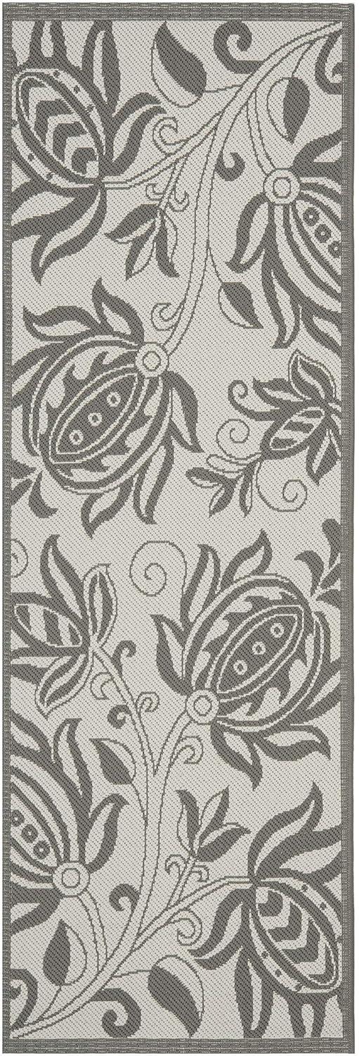 Courtyard CY6109 Power Loomed Indoor/Outdoor Runner Rug - Light Grey/Anthracite - 2'3"x10' - Safavieh.