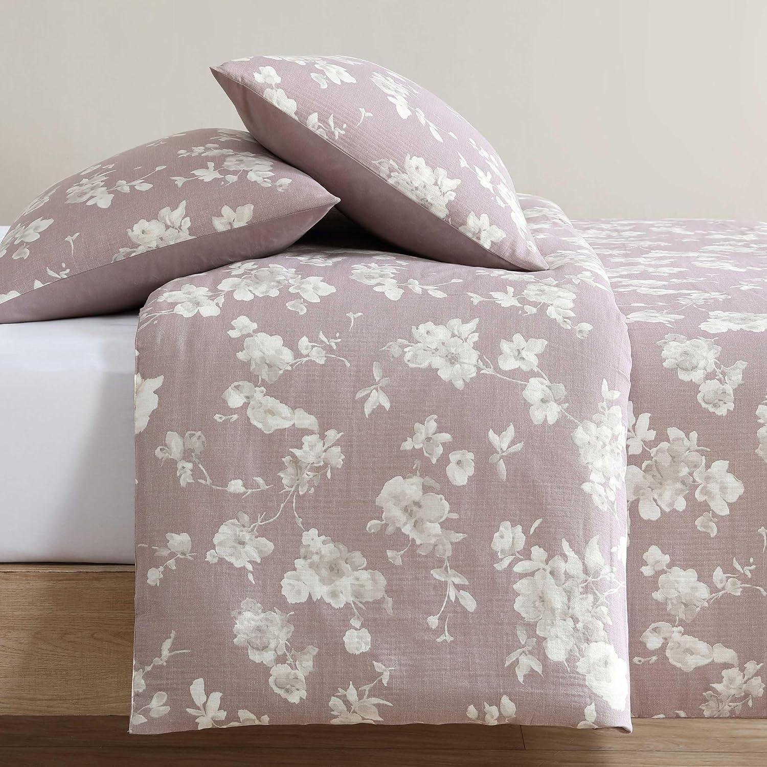 Eternity Floral Mauve Pink Cotton King Bedspread Set