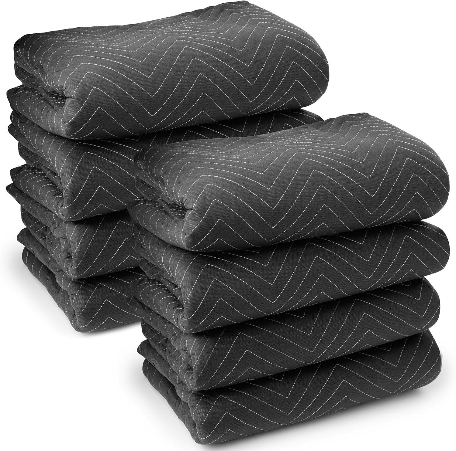 Sure-Max Moving & Packing Blankets - Ultra Thick Pro - 80" x 72" (65 lb/dz weight) - Professional Quilted Shipping Furniture Pads Black - 8 Pack