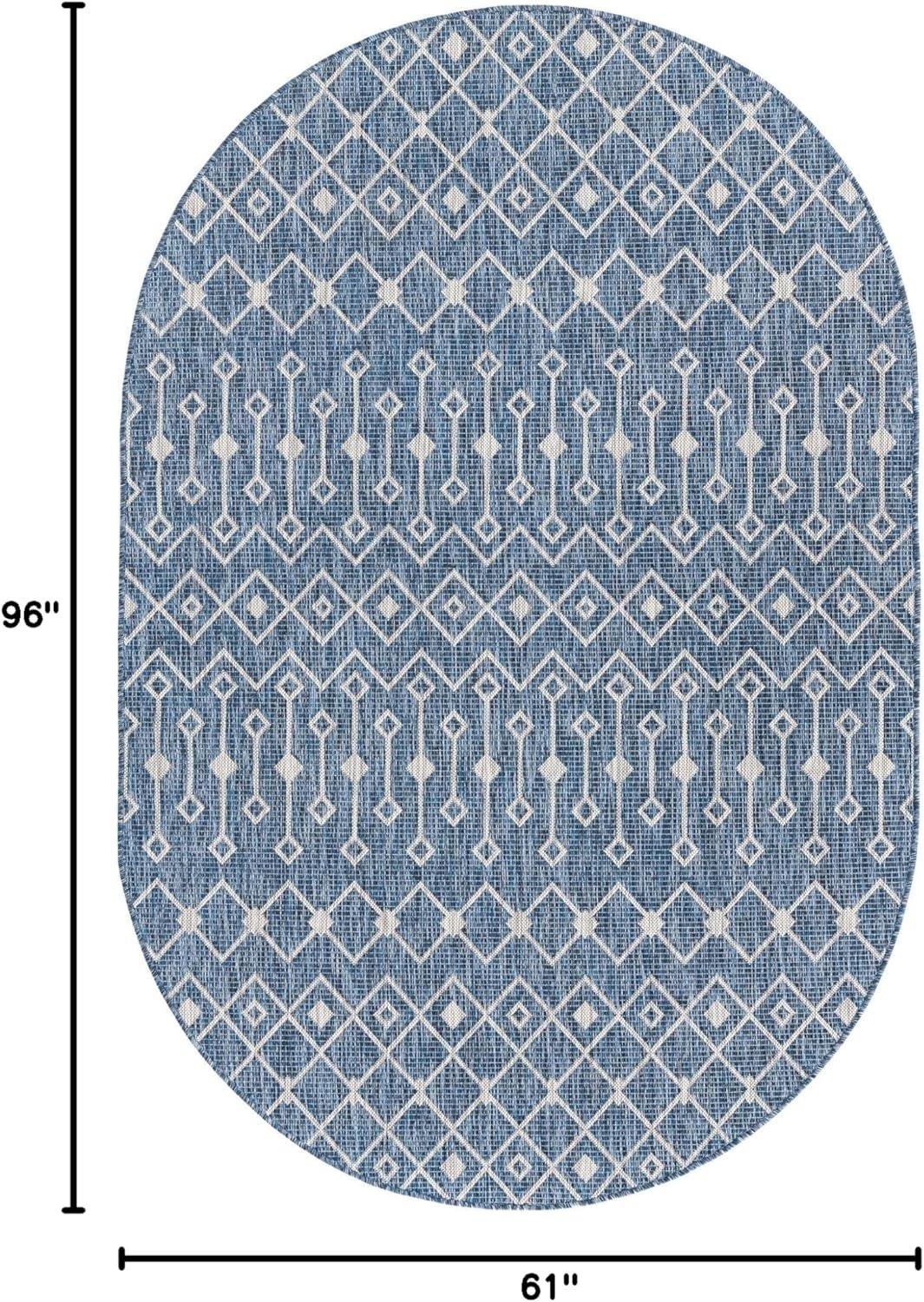 Unique Loom 5' 0 x 8' 0 Oval Indoor/Outdoor Trellis Blue Area Rug