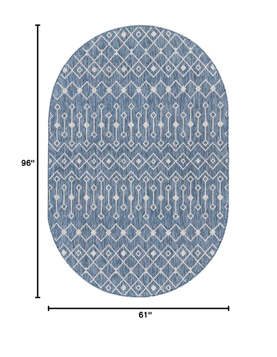 Unique Loom 5' 0 x 8' 0 Oval Indoor/Outdoor Trellis Blue Area Rug