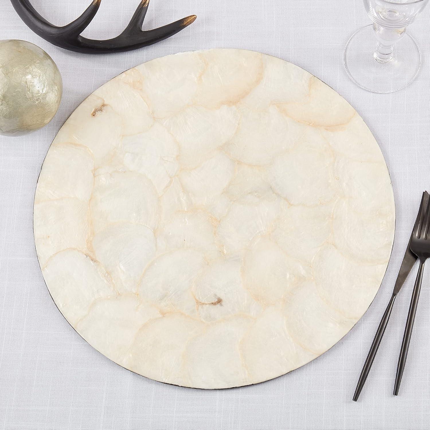 Talaria 50% Capiz Shell - 50% Resin No Pattern Round Placemat