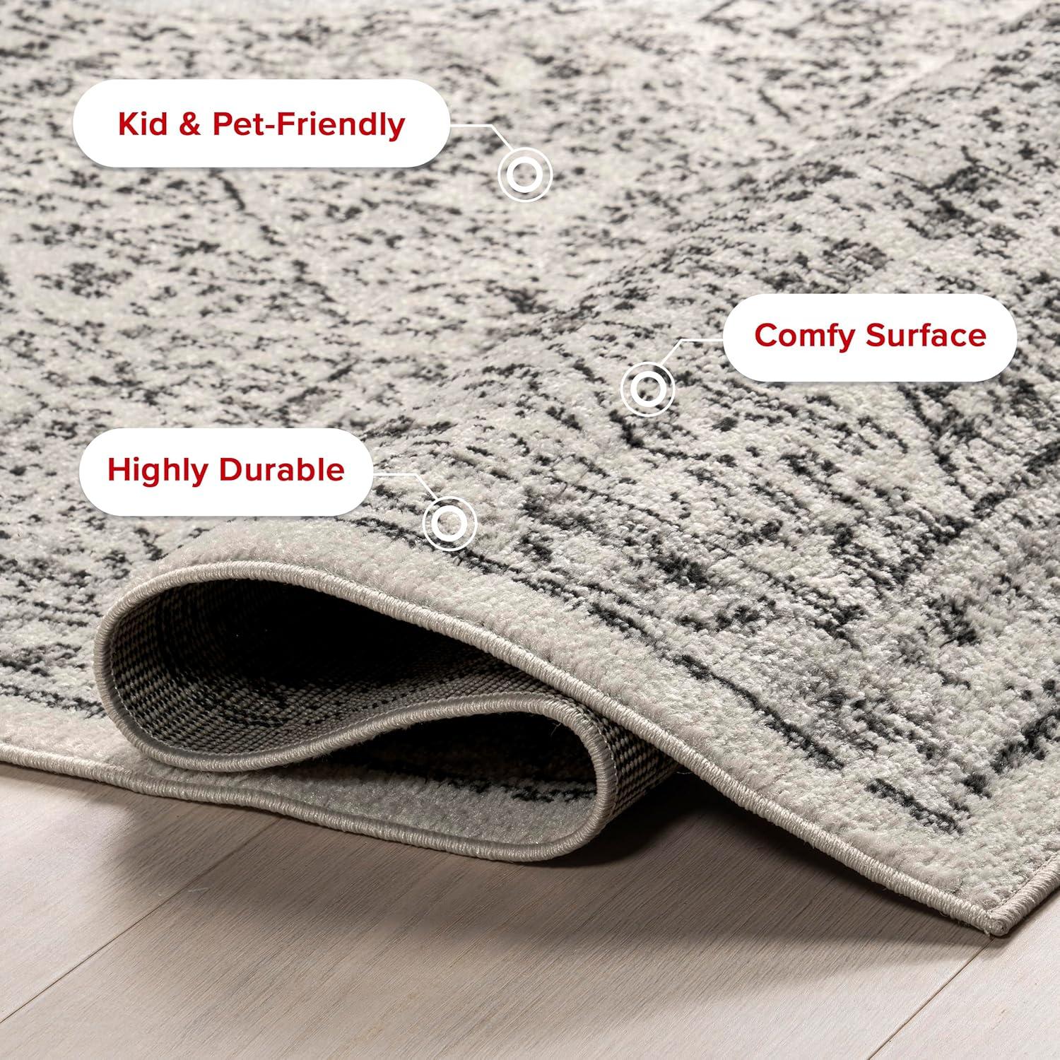 Nuloom Minta Medallion 6 Square Indoor Area Rug for Living Room Bedroom Dining Room Kitchen, Grey/Ivory