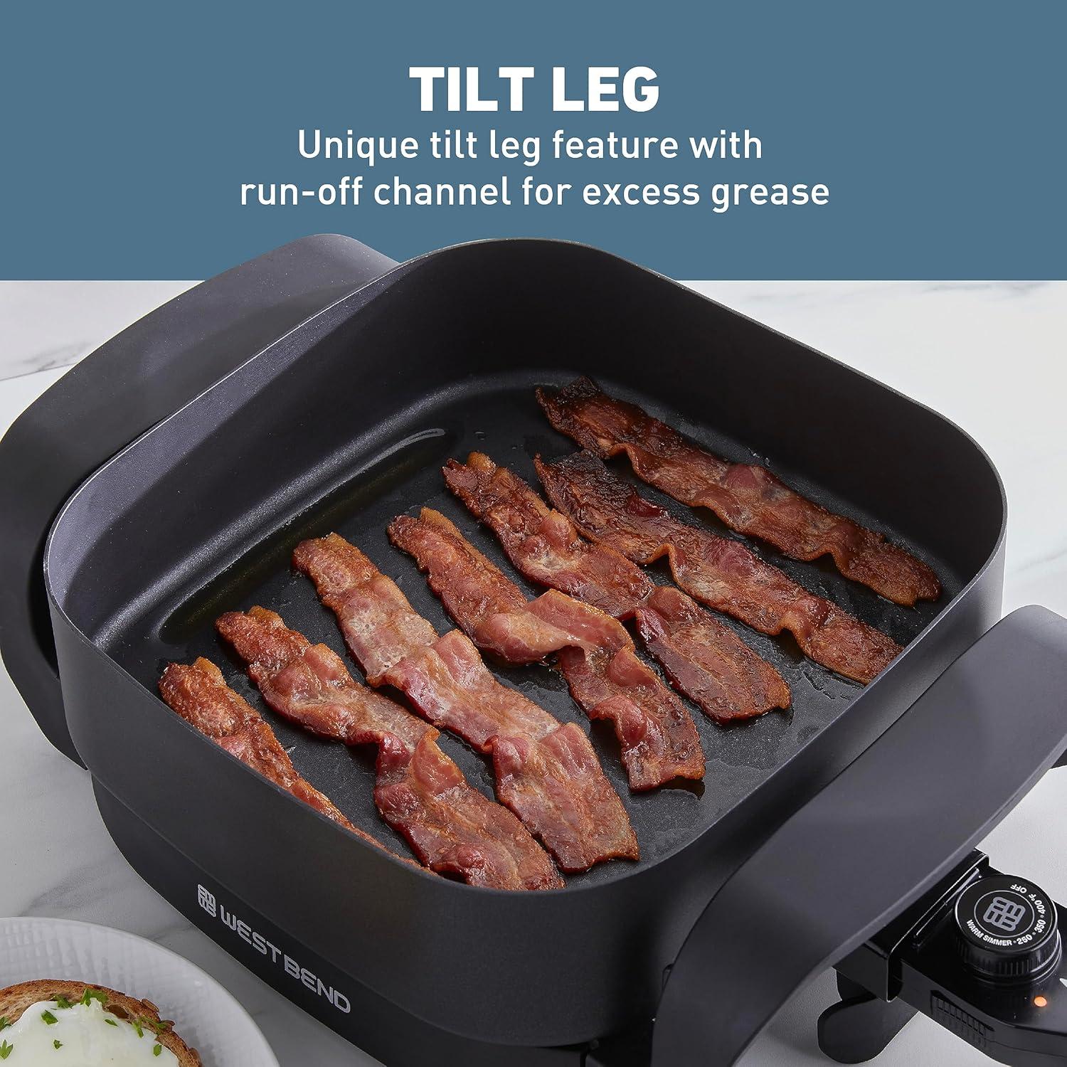 Black Diamond Shield Non-Stick Electric Skillet with Glass Lid
