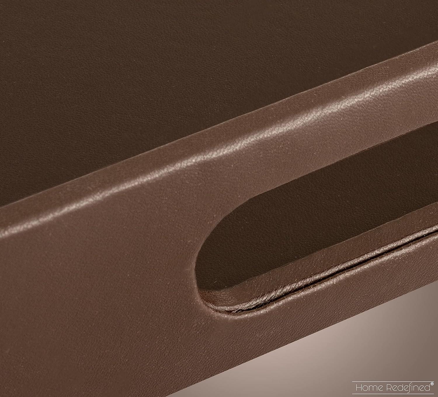 Latitude Run® 18"X12"Glossy Shagreen Faux Leather Decorative Tray Ottoman Coffee Table Perfume Living Room Kitchen Serving Tray With Silver Metal Handles By Home Redefined