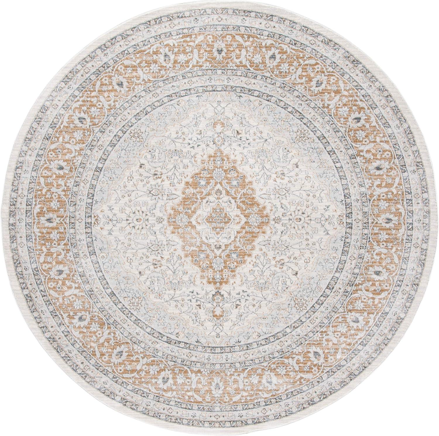 Isabella ISA919 Power Loomed Area Rug - Cream/Beige - 4' round - Safavieh.