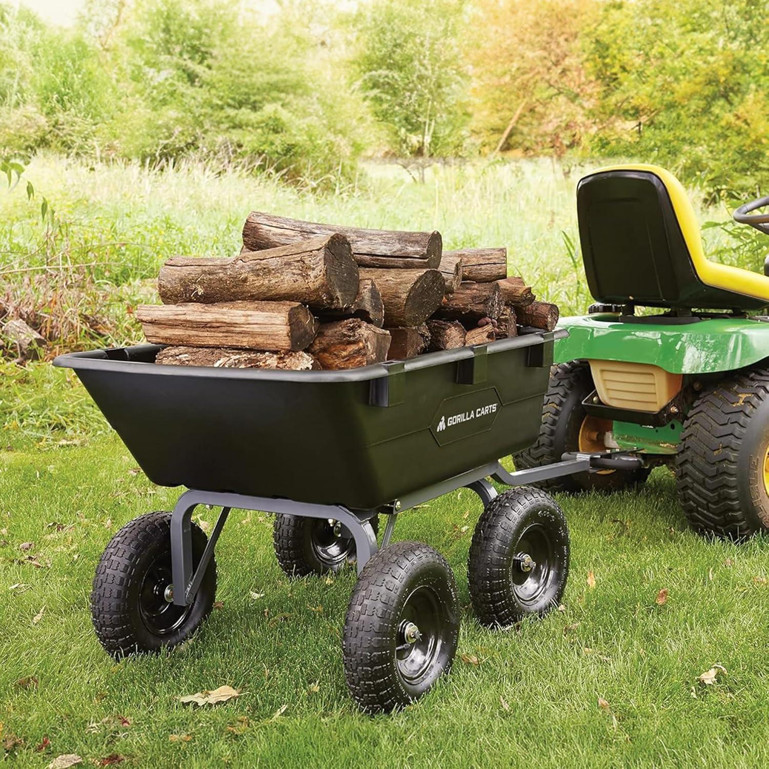 Heavy-Duty Black Alloy Steel Outdoor Hauler with Pneumatic Wheels