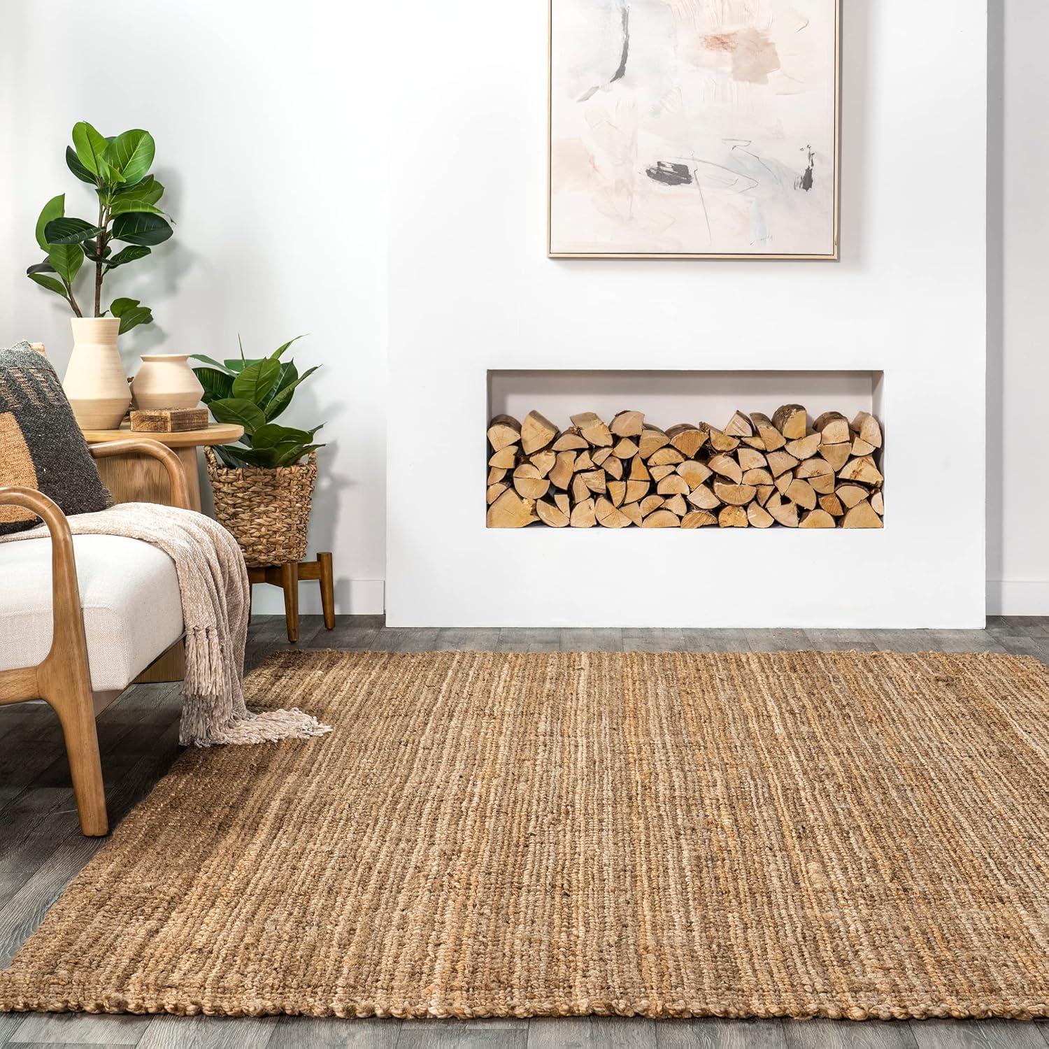 nuLOOM Ashli Solid Farmhouse Jute Area Rug