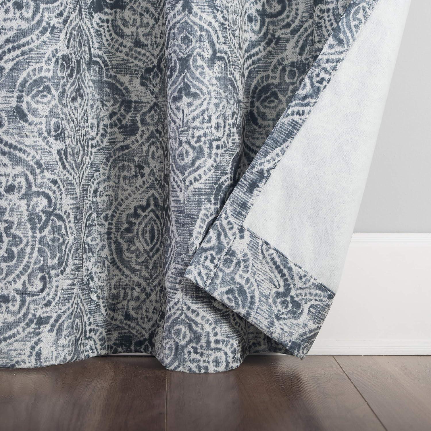 Navy Blue Polyester Room-Darkening Grommet Curtain Panel