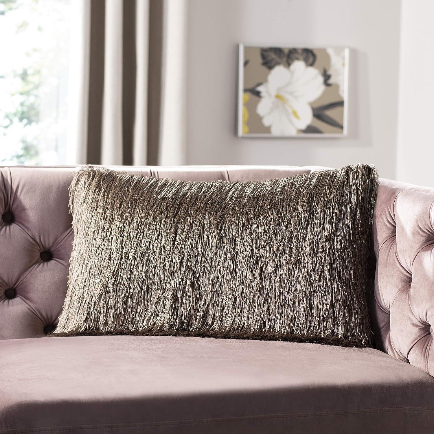 Indoor/Outdoor Shag Pillow - Taupe - 20"X20" - Safavieh