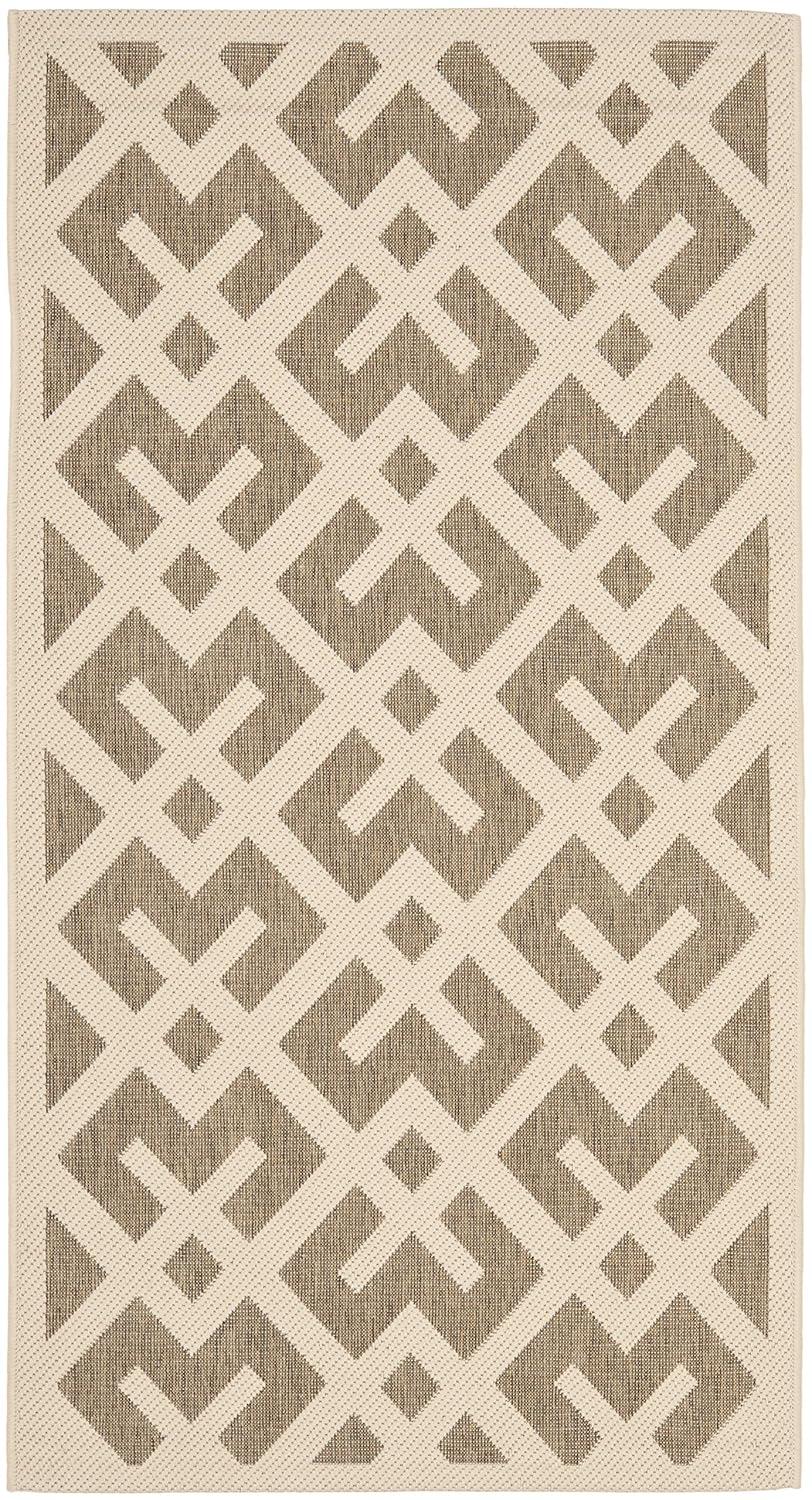Courtyard CY6915 Power Loomed Indoor and Outdoor Accent Rug - Brown/Bone - 2'7"x5' - Safavieh