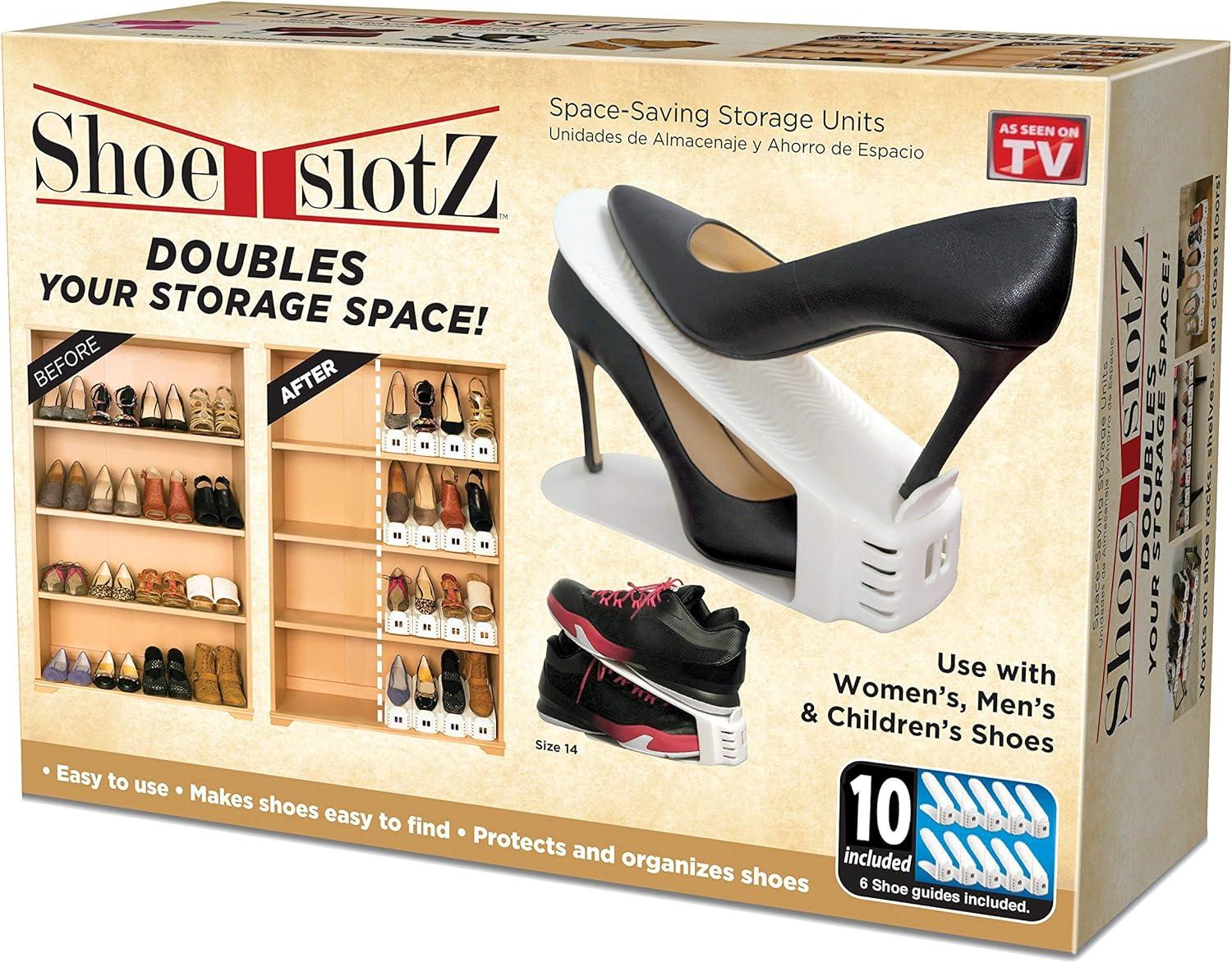 Ivory Stackable Plastic Shoe Storage Units, 10-Piece Set