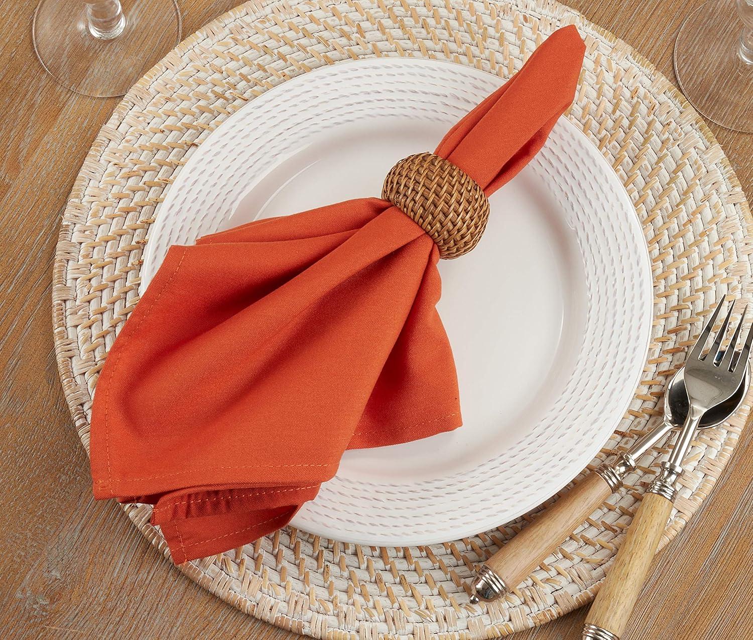 Saro Lifestyle Everyday Cloth Table Napkins (Set of 12), Pumpkin, 20" x 20"