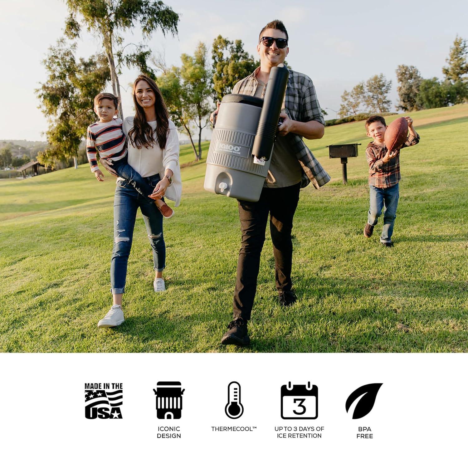 Igloo Sports Cooler Water Beverage Dispenser, Insulated 5 & 10 Gallon Water Cooler, Insulated Drink Dispenser with Spout, Portable Handwashing Stations