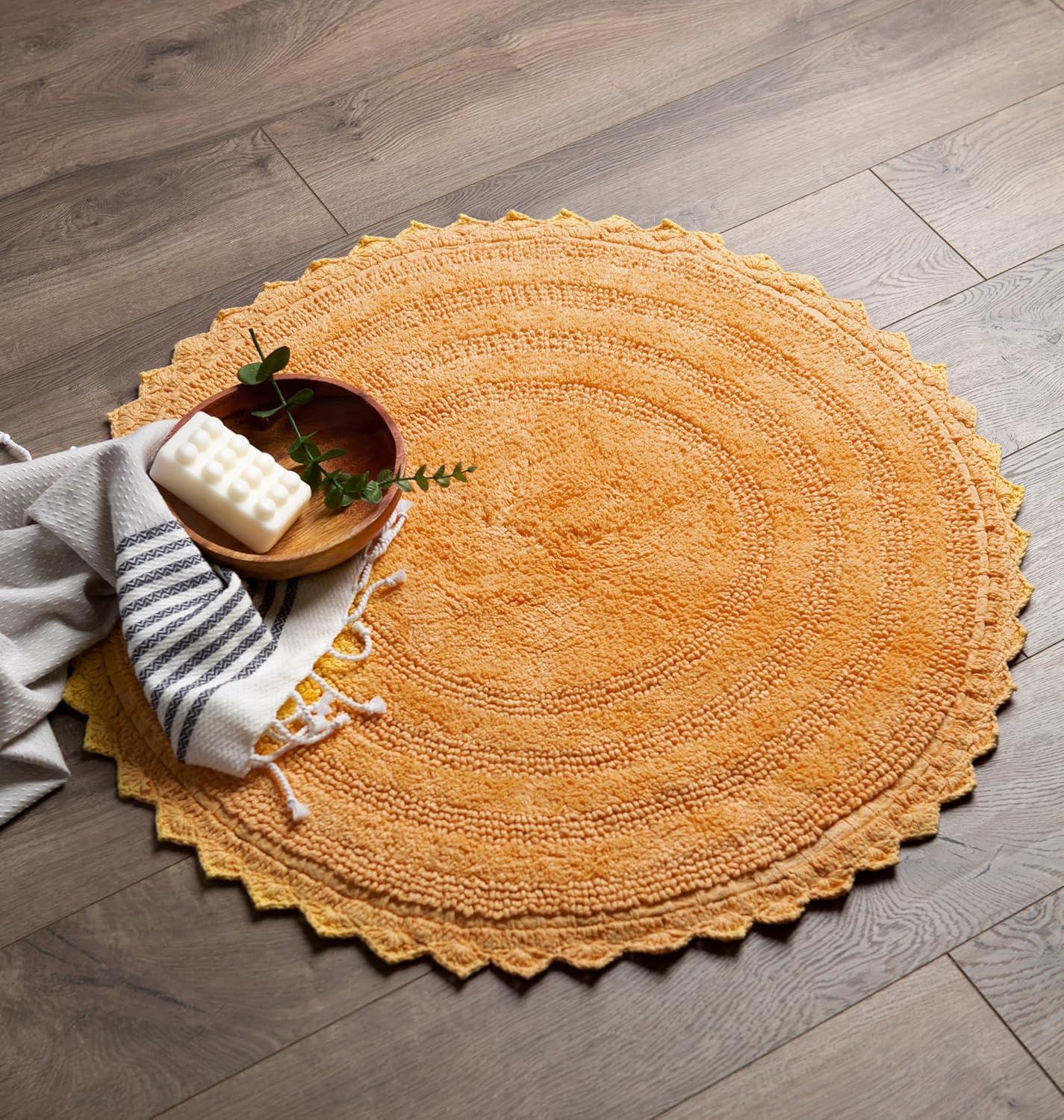 Design Imports Yellow Round Crochet Bath Mat