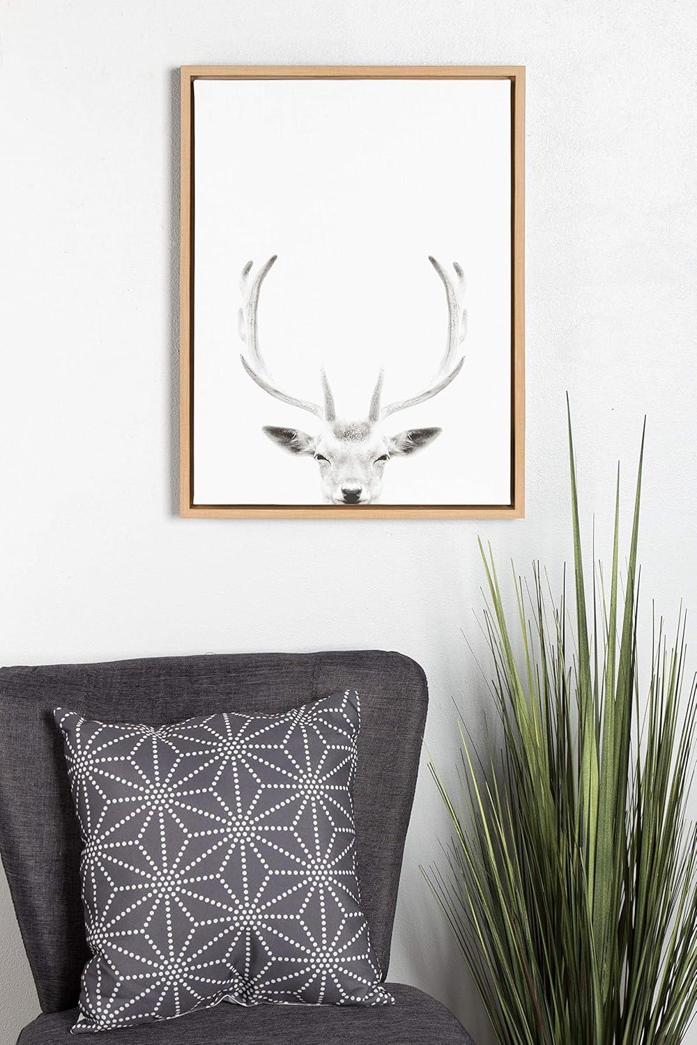 Kate & Laurel All Things Decor Sylvie Deer Framed Canvas Wall Art by Simon Te of Tai Prints