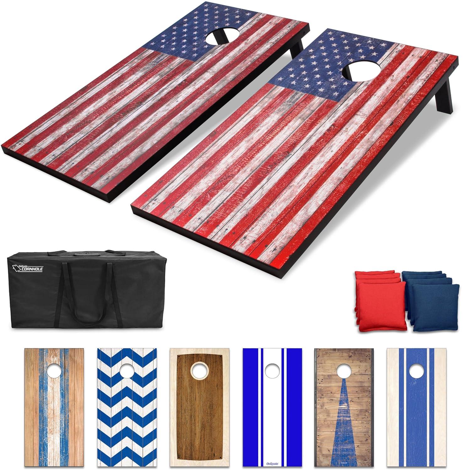 GoSports American Flag Regulation Cornhole Set with Carrying Case