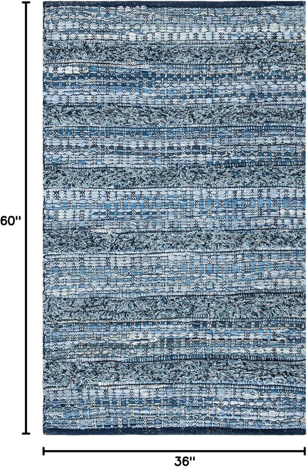 Handmade Blue Cotton and Synthetic Flat Woven Rug 8' x 10'