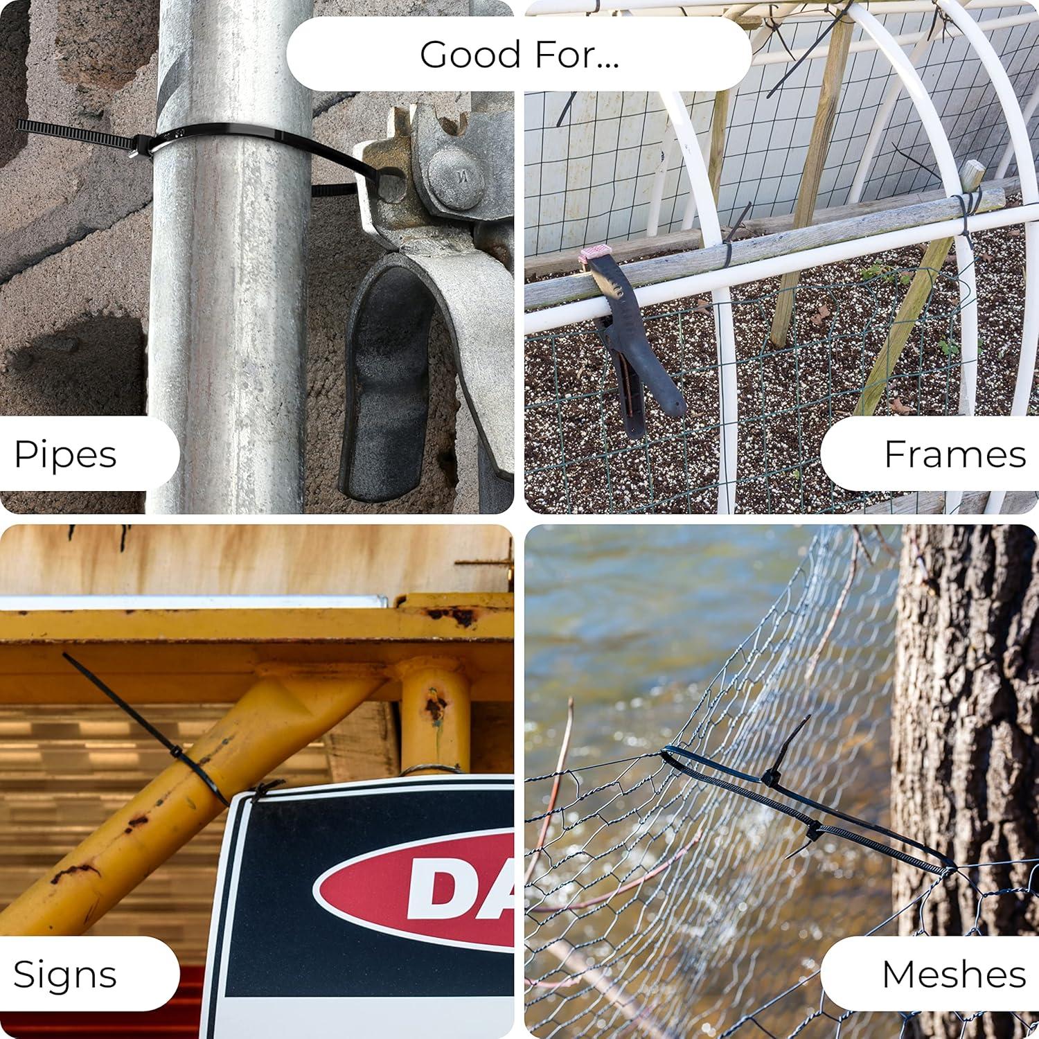 Bolt Dropper Zip Tie Kit 4" 6" 8" Black White 18lb To 50lb Tensile Strength 400 Pack