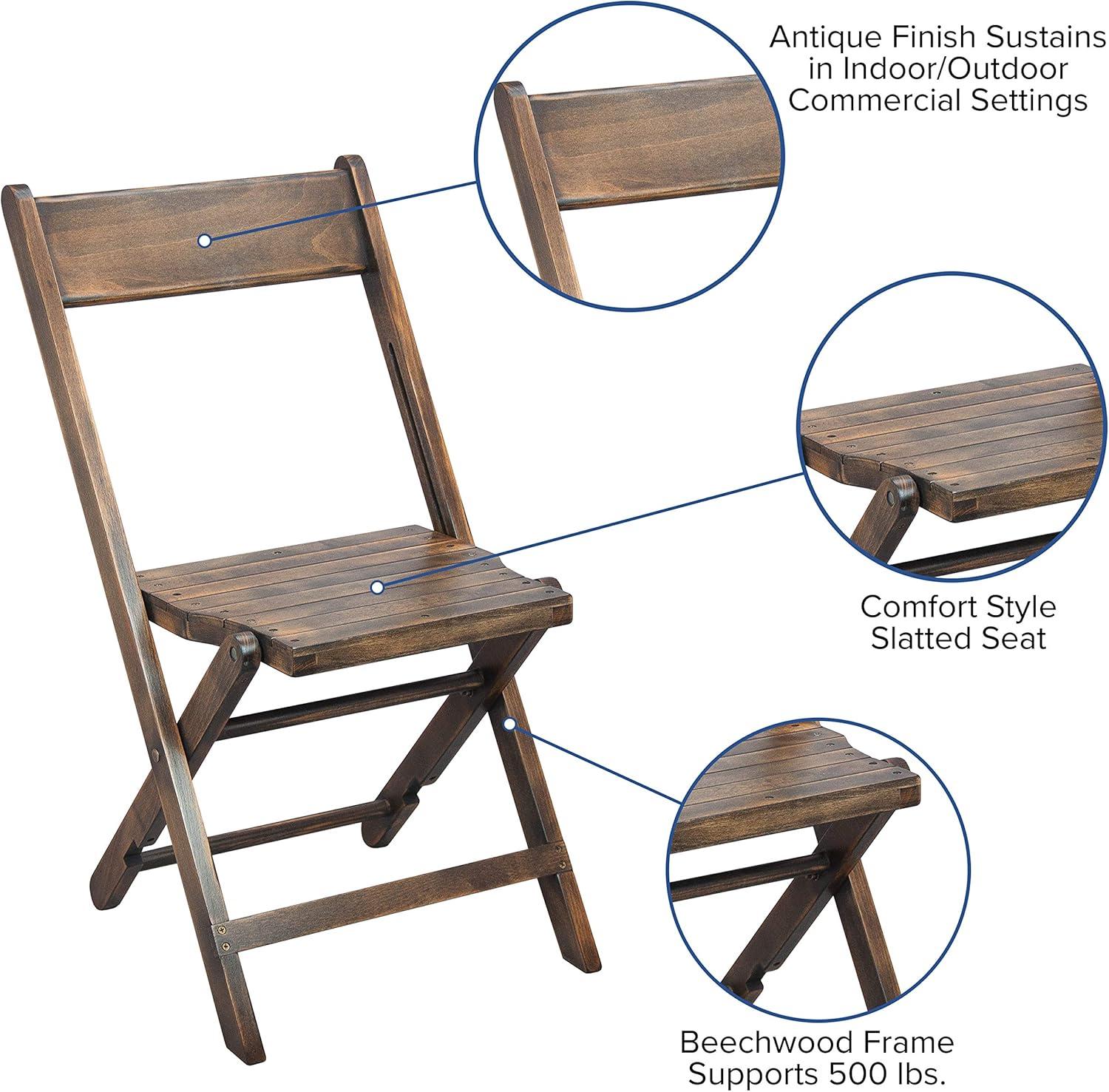 Flash Furniture Slatted Wood Folding Special Event Chair - Antique Black, Set of 4