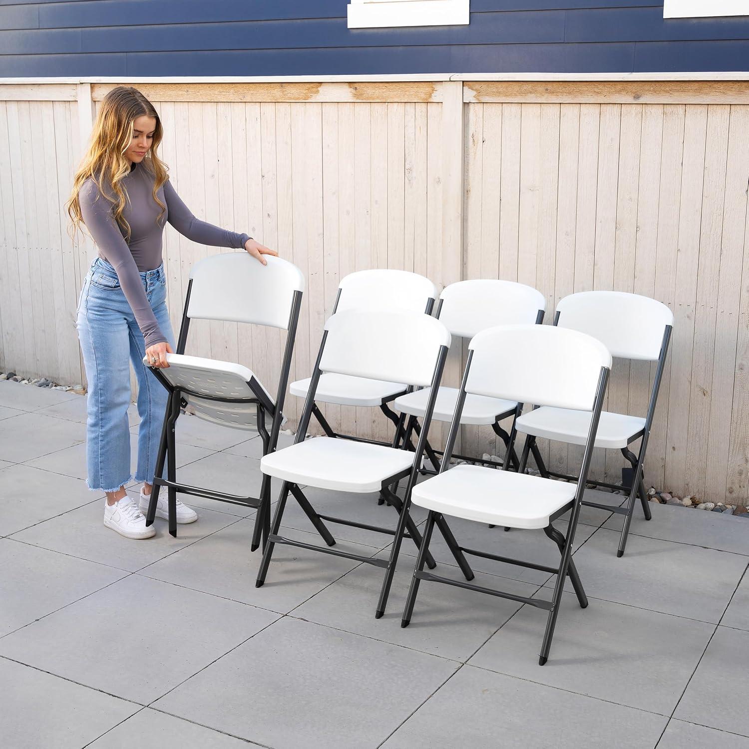 Lifetime Polyethylene Folding Chair - 4 Pack, Indoor/Outdoor (Commercial Grade)- White (81158)