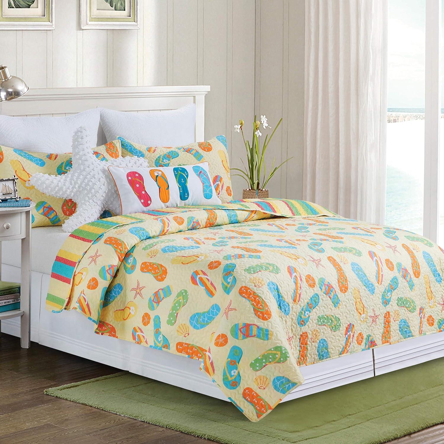 Sunny Splash Cotton Reversible Quilt Set