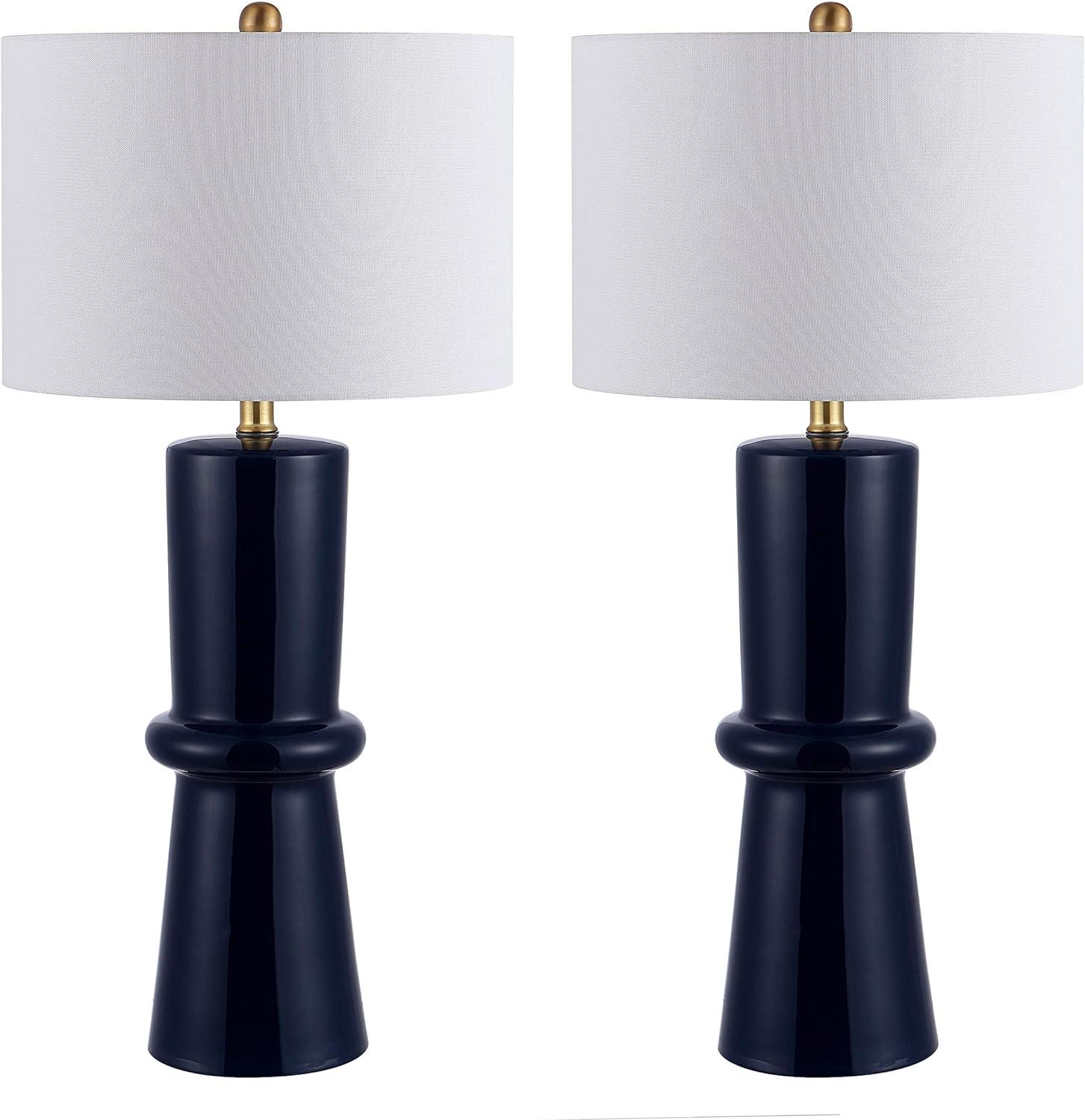 Eleanor Navy Blue Ceramic Table Lamp Set, 24" Height