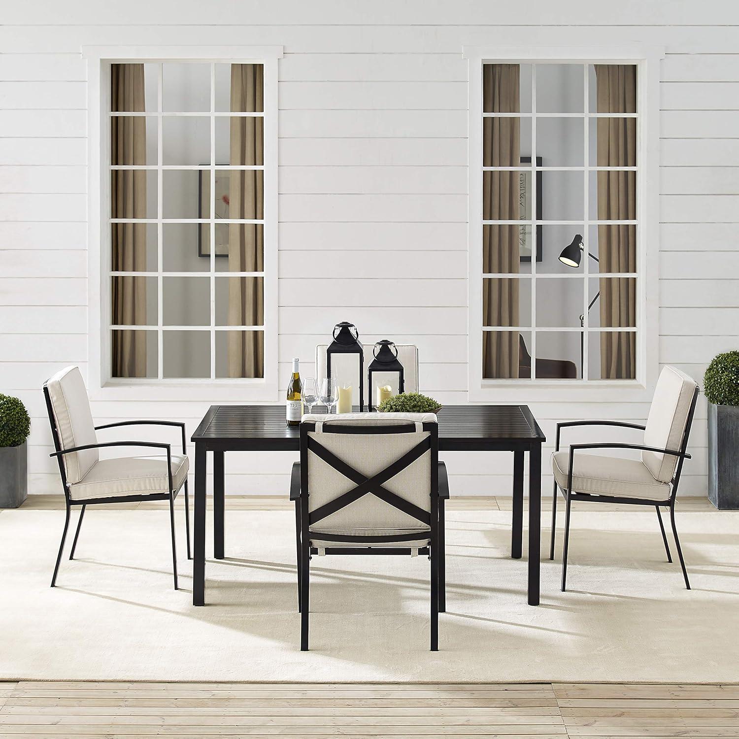 Kaplan 5-Piece Oatmeal and Bronze Outdoor Dining Set