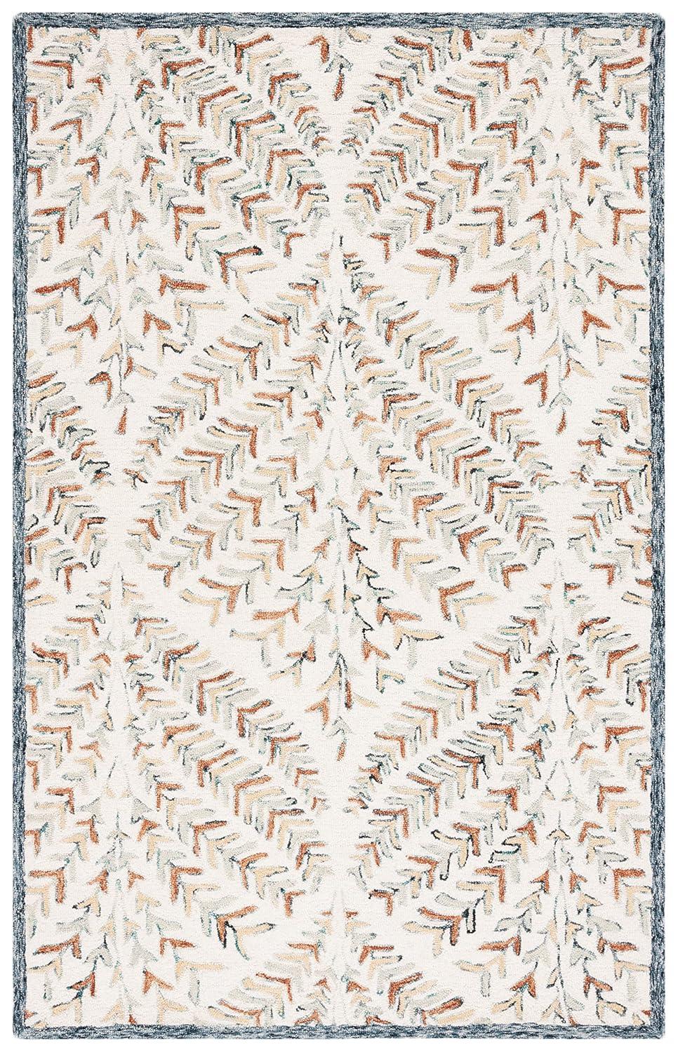 SAFAVIEH Capri Proinsias Leaves Wool Area Rug, Ivory/Green, 6' x 9'