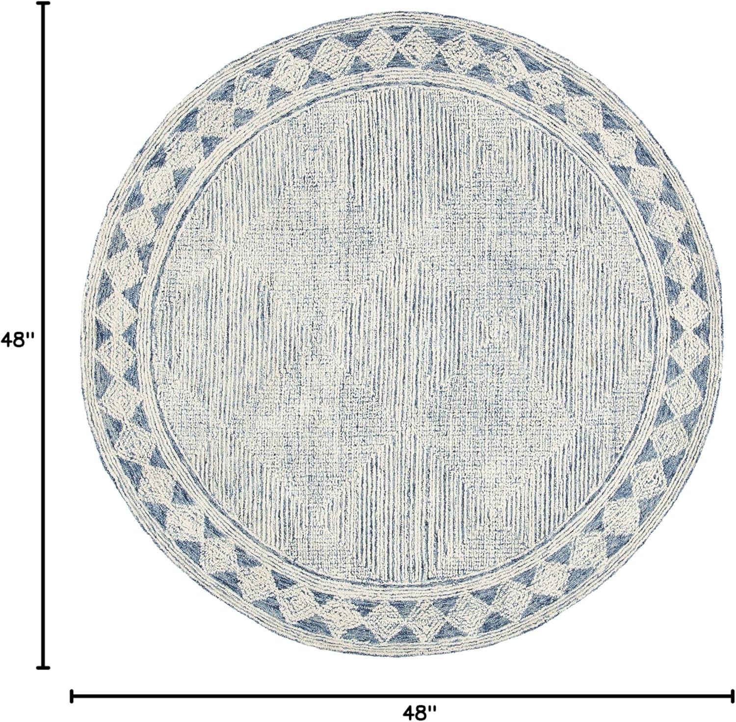 Abstract ABT349 Hand Tufted Area Rug - Ivory/Navy - 4' round - Safavieh .