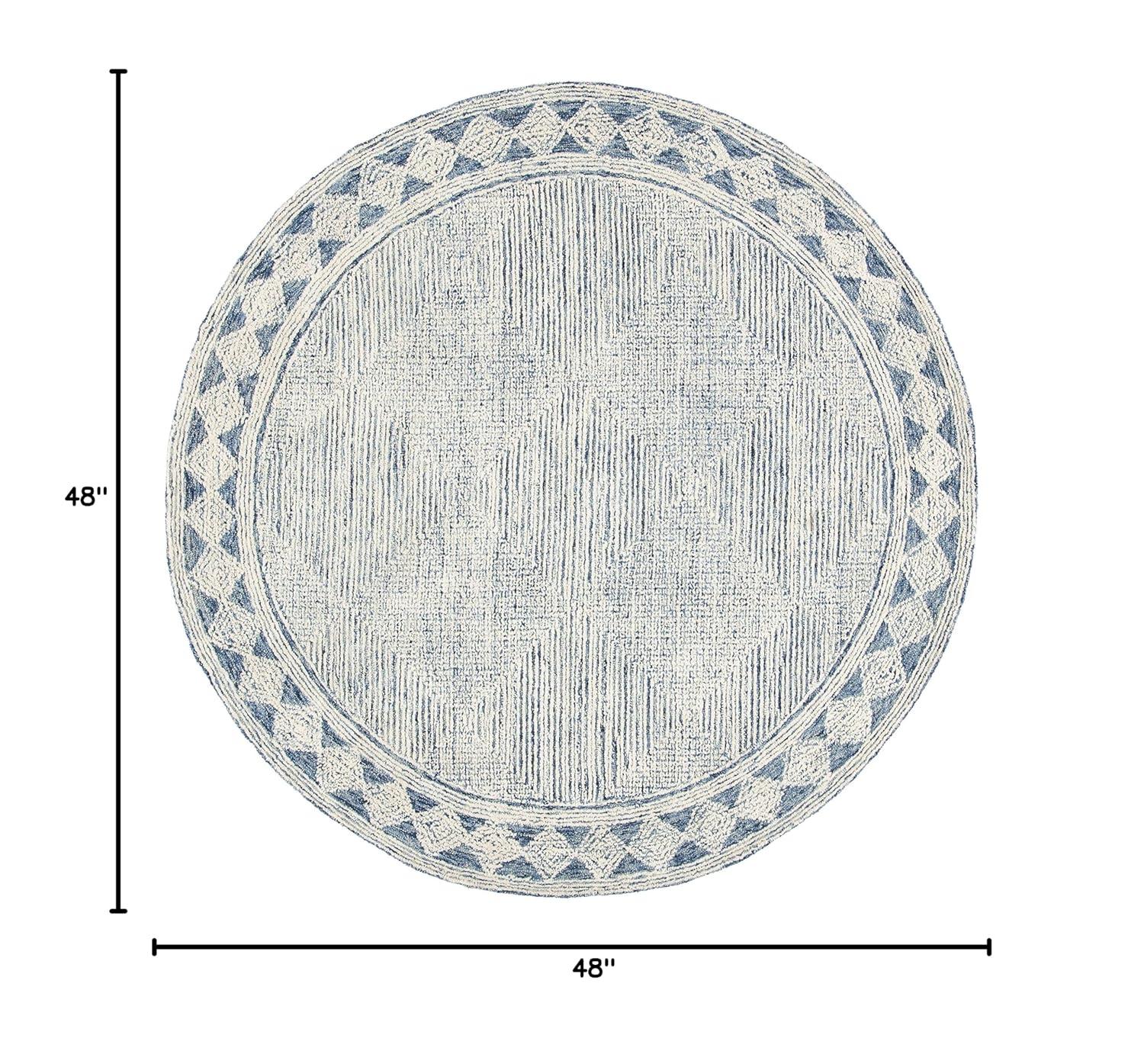 Abstract ABT349 Hand Tufted Area Rug - Ivory/Navy - 4' round - Safavieh .