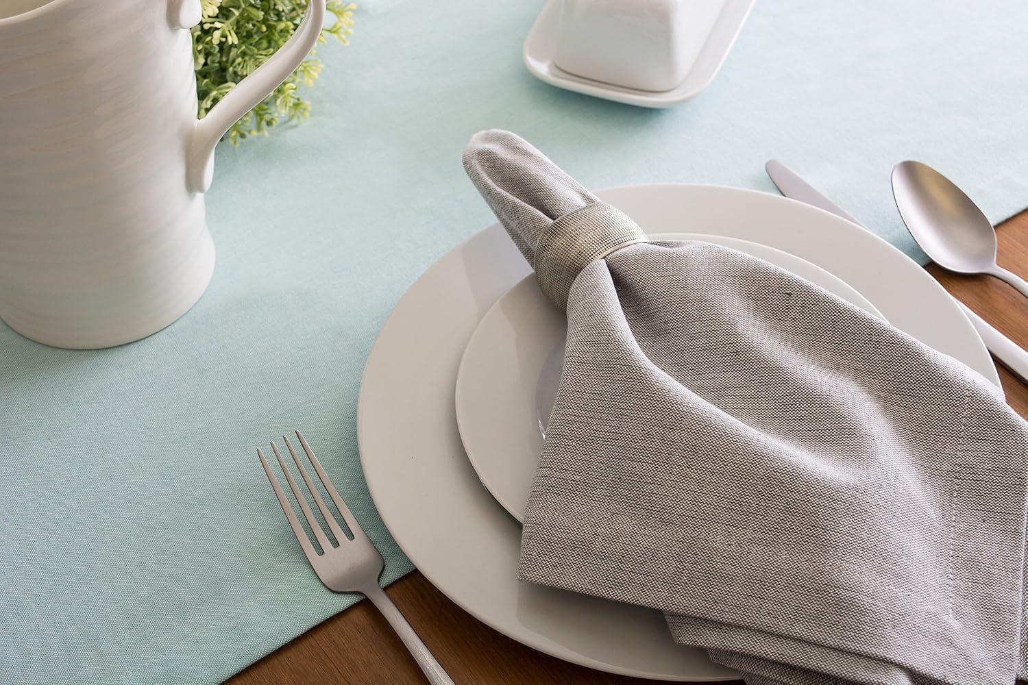 AQUA SOLID CHAMBRAY TABLE RUNNER 14x72