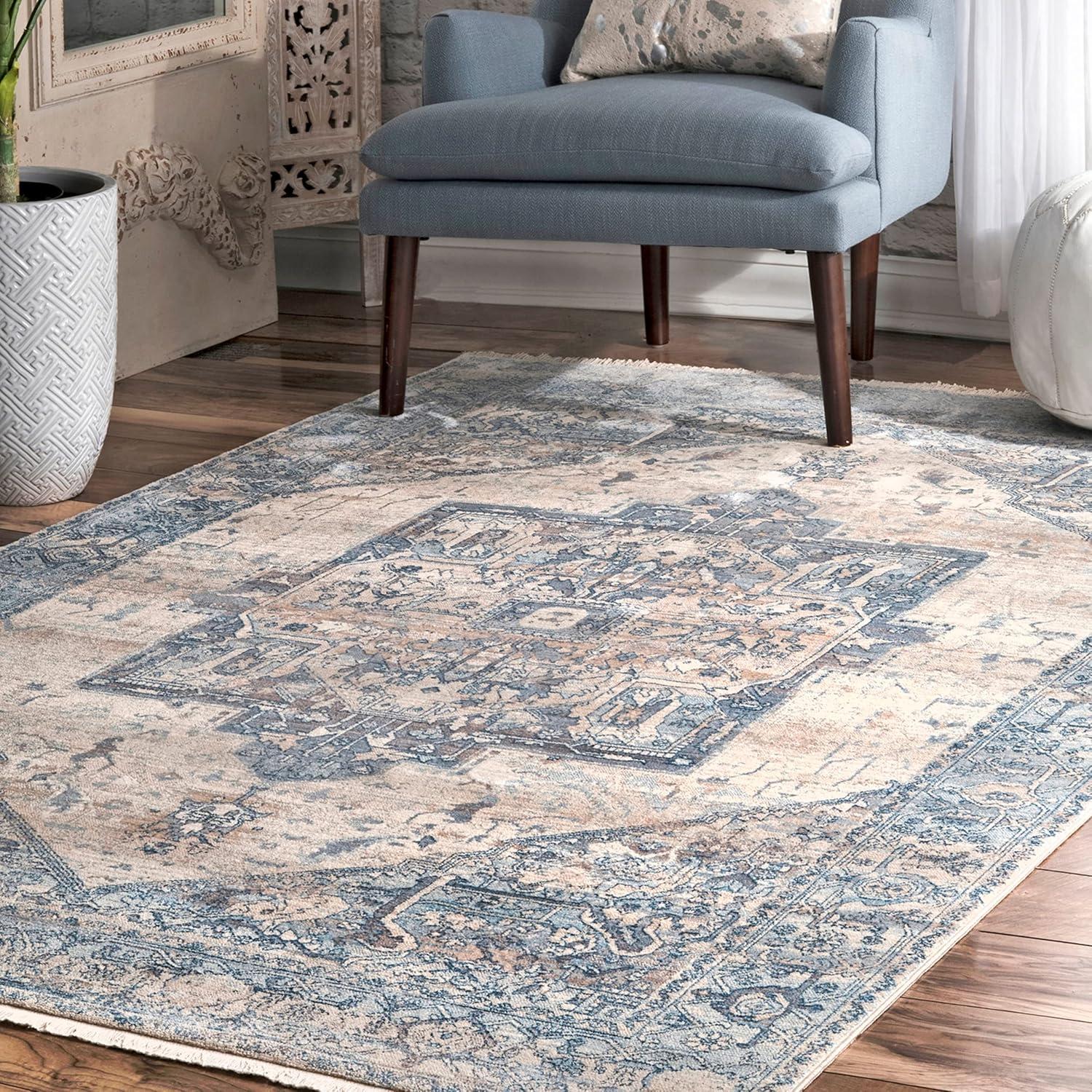 nuLOOM Harriet Vintage Medallion Fringe Area Rug