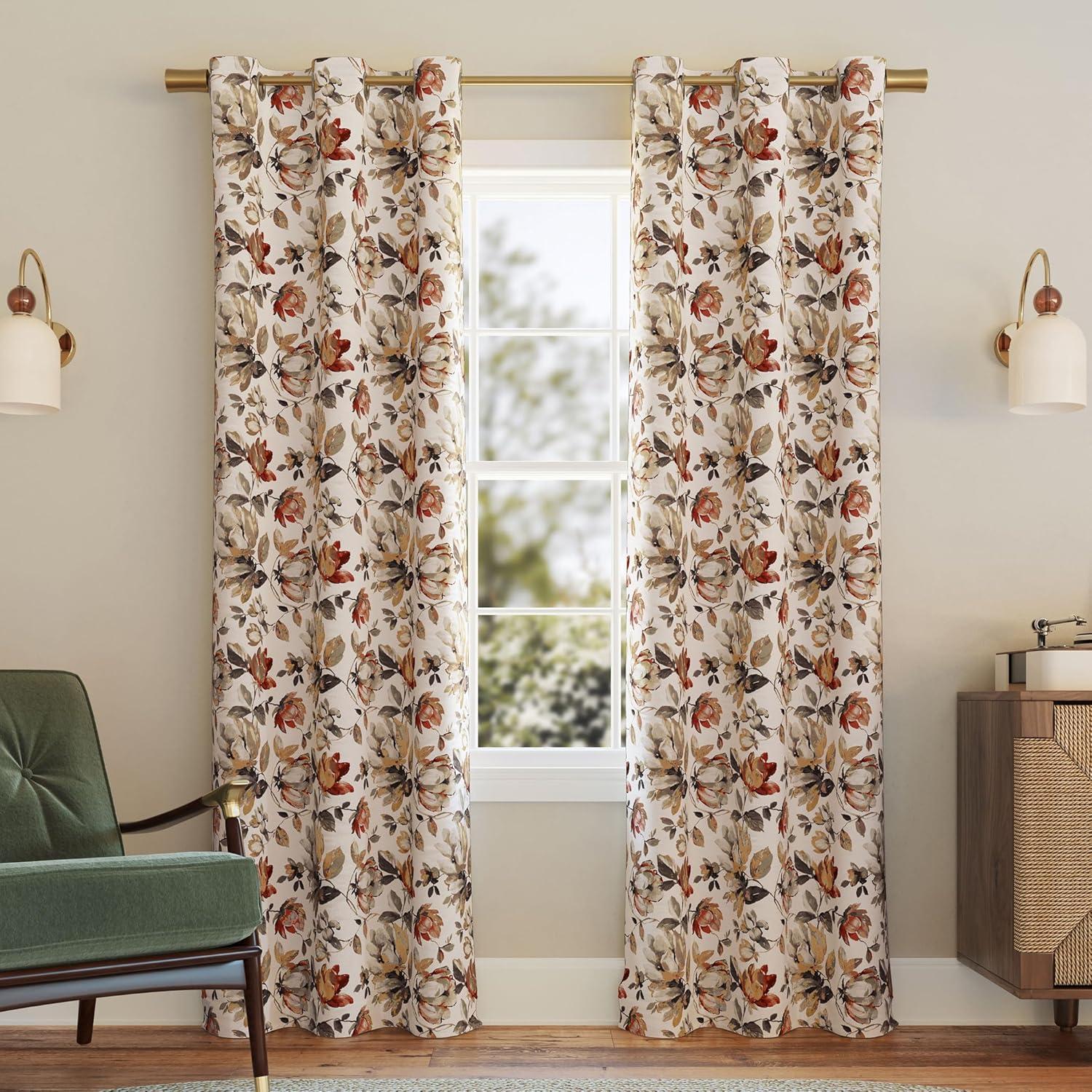 Sun Zero Irma Vintage Floral Blackout Grommet Curtain Panel, 40"x63", Stone