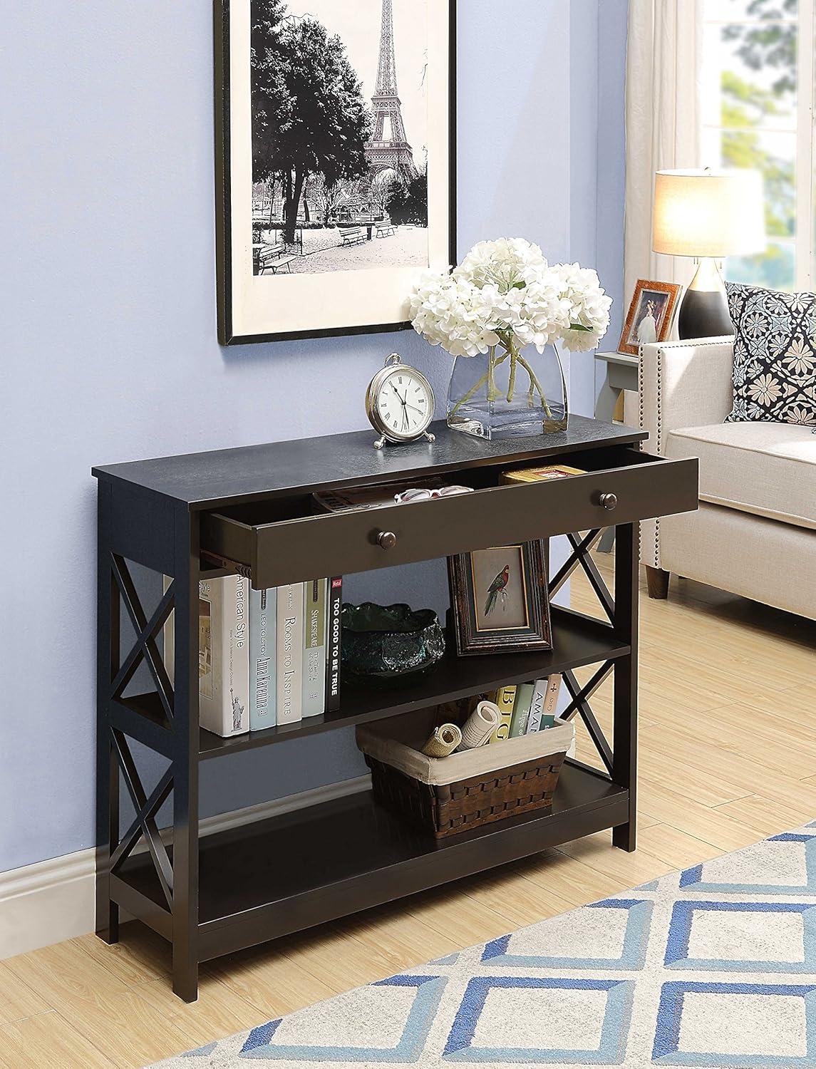 Convenience Concepts Oxford  Console Table with Drawer in Espresso Wood Finish