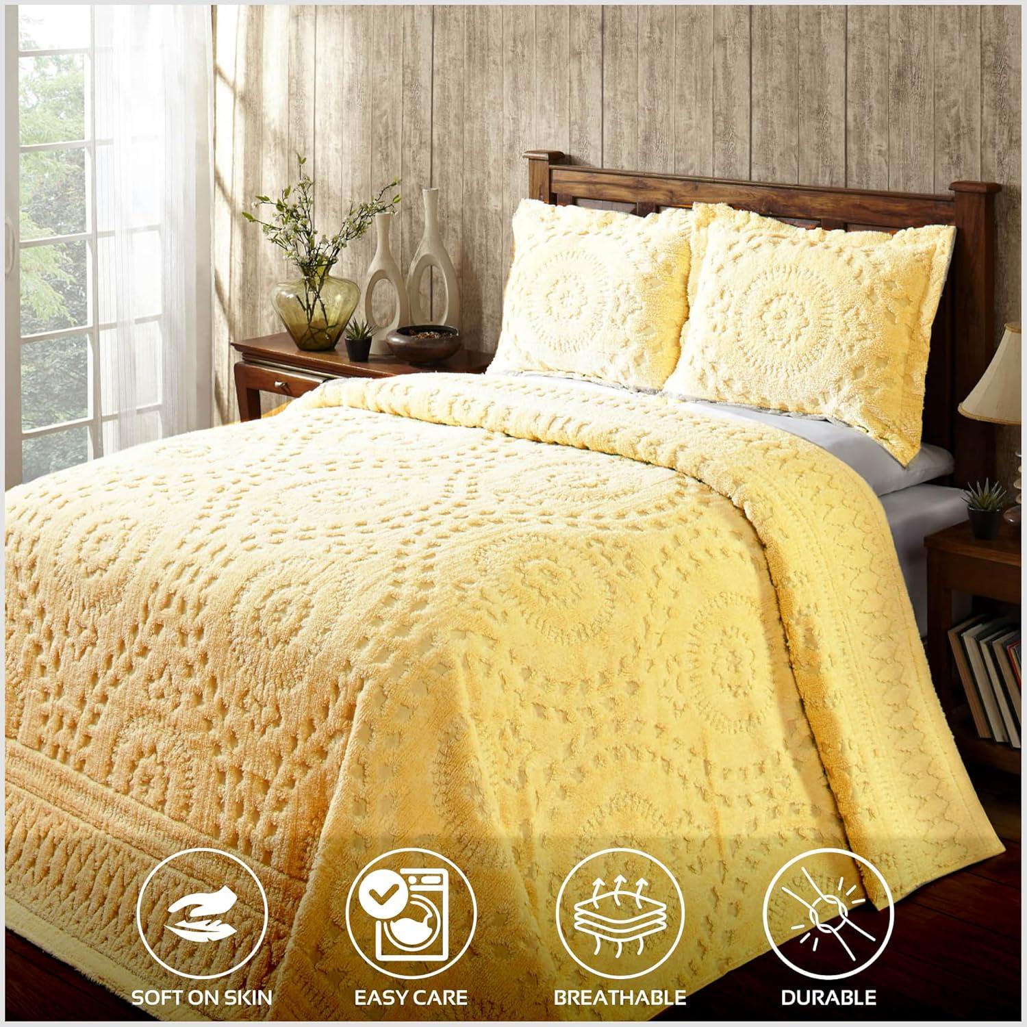 Rio Collection 100% Cotton Tufted Unique Luxurious Floral Design Bedspread - Better Trends