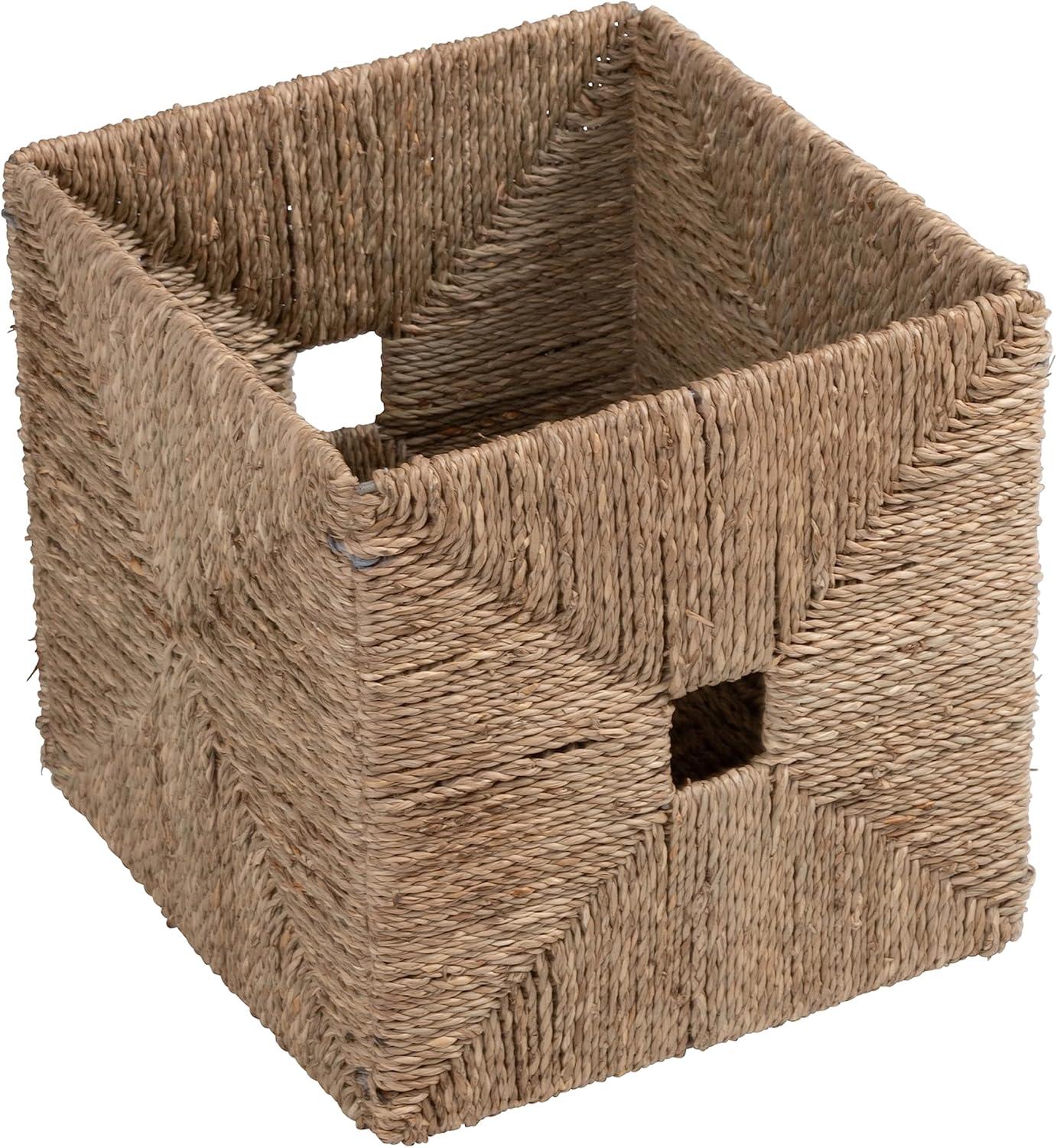 Natural Seagrass Woven Storage Basket with Steel Frame