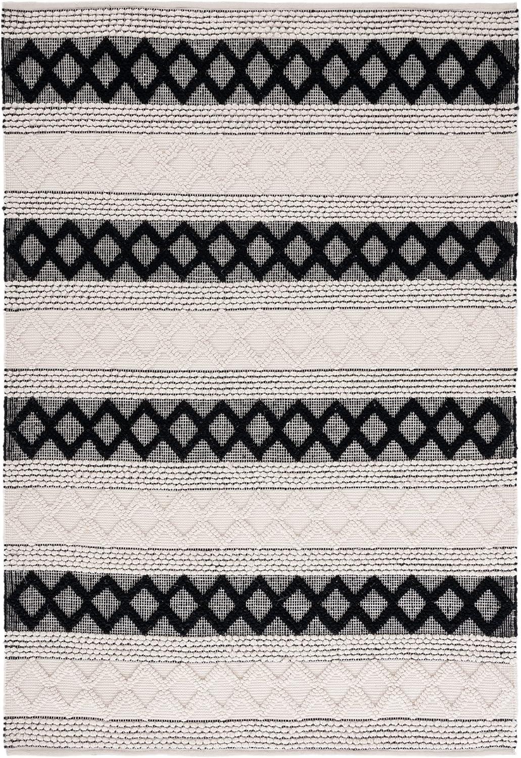 Hand Woven 80% Wool, 20% Cotton Geometric Rug
