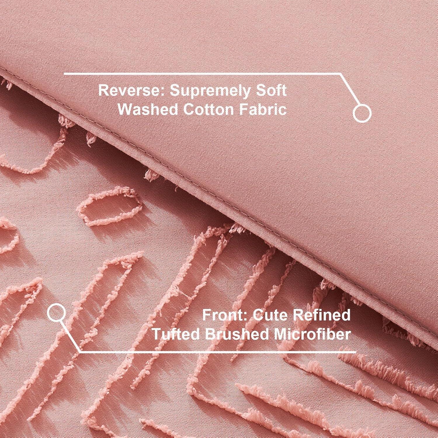 7 Pieces Queen Comforter Set, White Tufted Boho Shabby Chic Bed in a Bag Comforter and Sheet Set, All Season Soft Microfiber Complete Bedding Set (White, Queen)