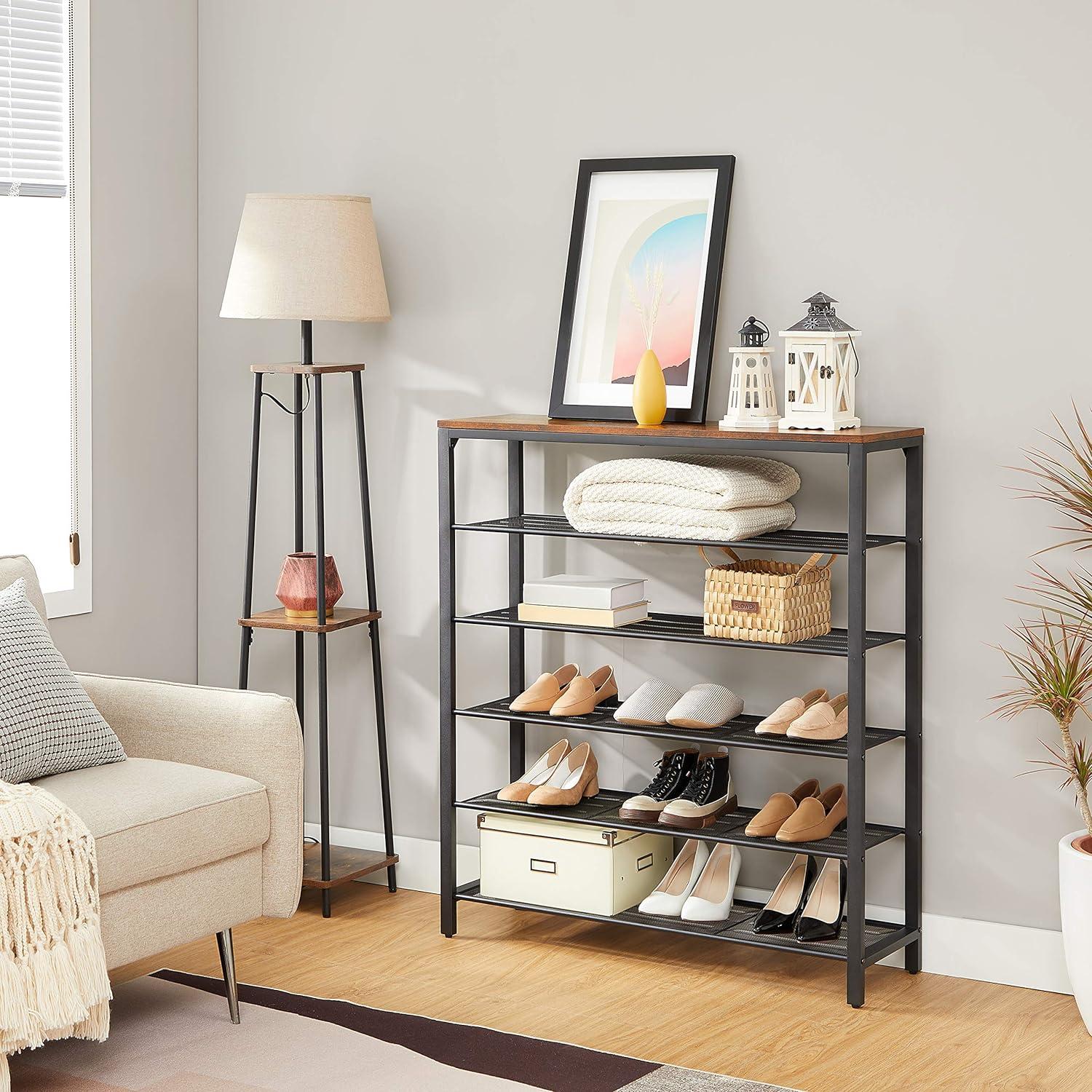 6-Tier Shoe Rack 24-30 Pairs of Shoes Shelf Storage Organizer for Closet Shoe Rack Organizer with 5 Metal Mesh Shelves