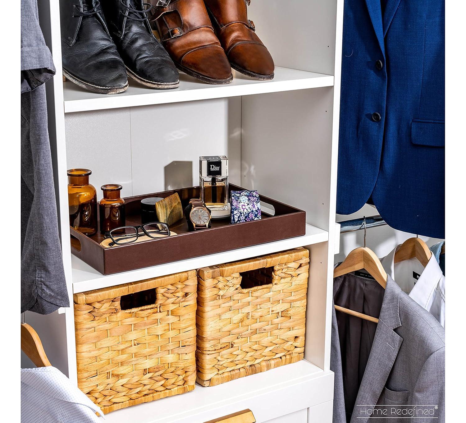 Latitude Run® 18"X12"Glossy Shagreen Faux Leather Decorative Tray Ottoman Coffee Table Perfume Living Room Kitchen Serving Tray With Silver Metal Handles By Home Redefined