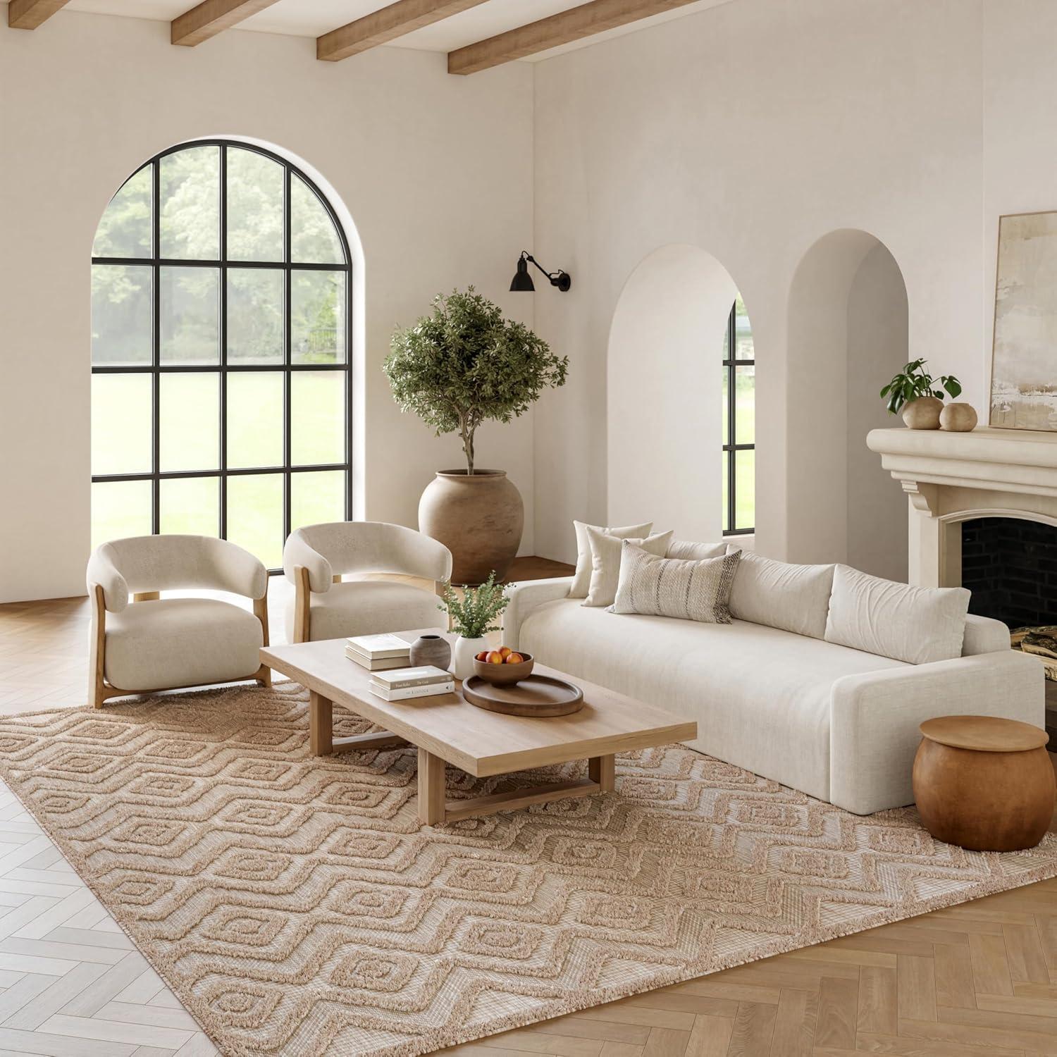 Nourison Versatile 9' x 12' Natural Beige Modern Indoor/Outdoor Rug