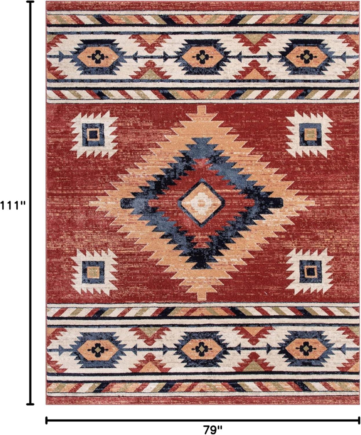 Well Woven Tulsa Lea Bohemian Southwestern Crimson 6'7" x 9'3" Area Rug