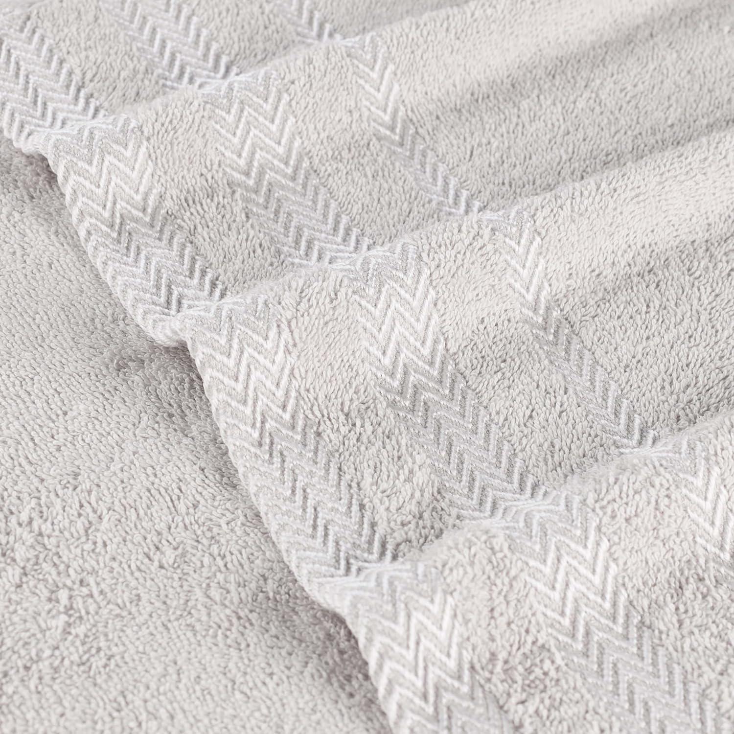 Superior Hays Cotton Plush Soft 3 Piece Towel Set, Platinum