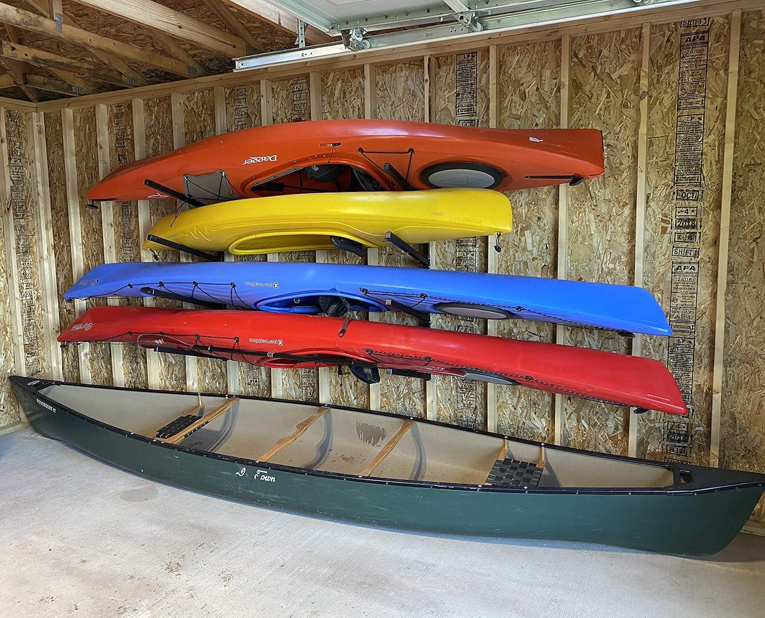 StoreYourBoard 4 Kayak Storage Rack, Wall Mounted Indoor Garage Organizer, Holds up to 400 lbs.