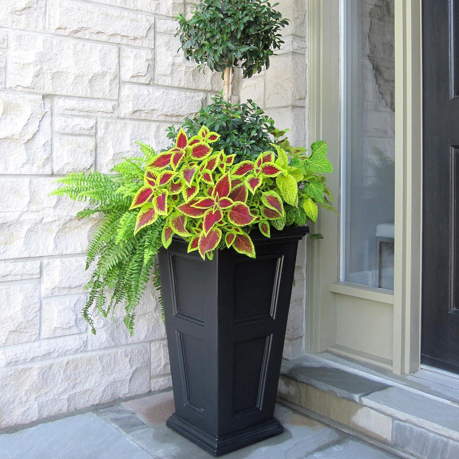 Black 28" Polyethylene Tall Outdoor Planter