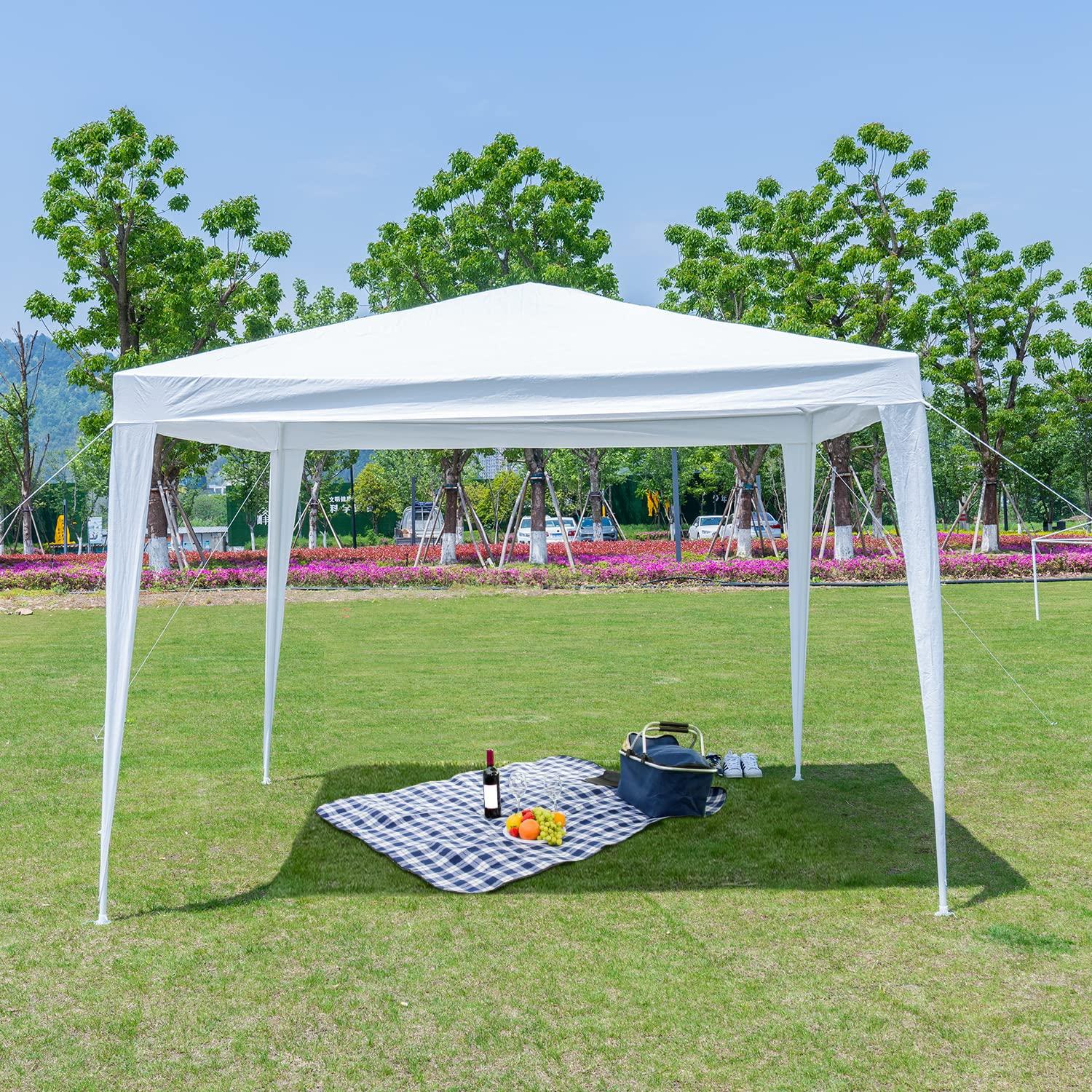 XF XINFENG 10'x10' Outdoor Wedding Party Canopy Tent, Camping Shelter Waterproof Outdoor Party Tent White Patio Gazebo Canopy Tents for BBQ Pavilion Canopy Cater Events