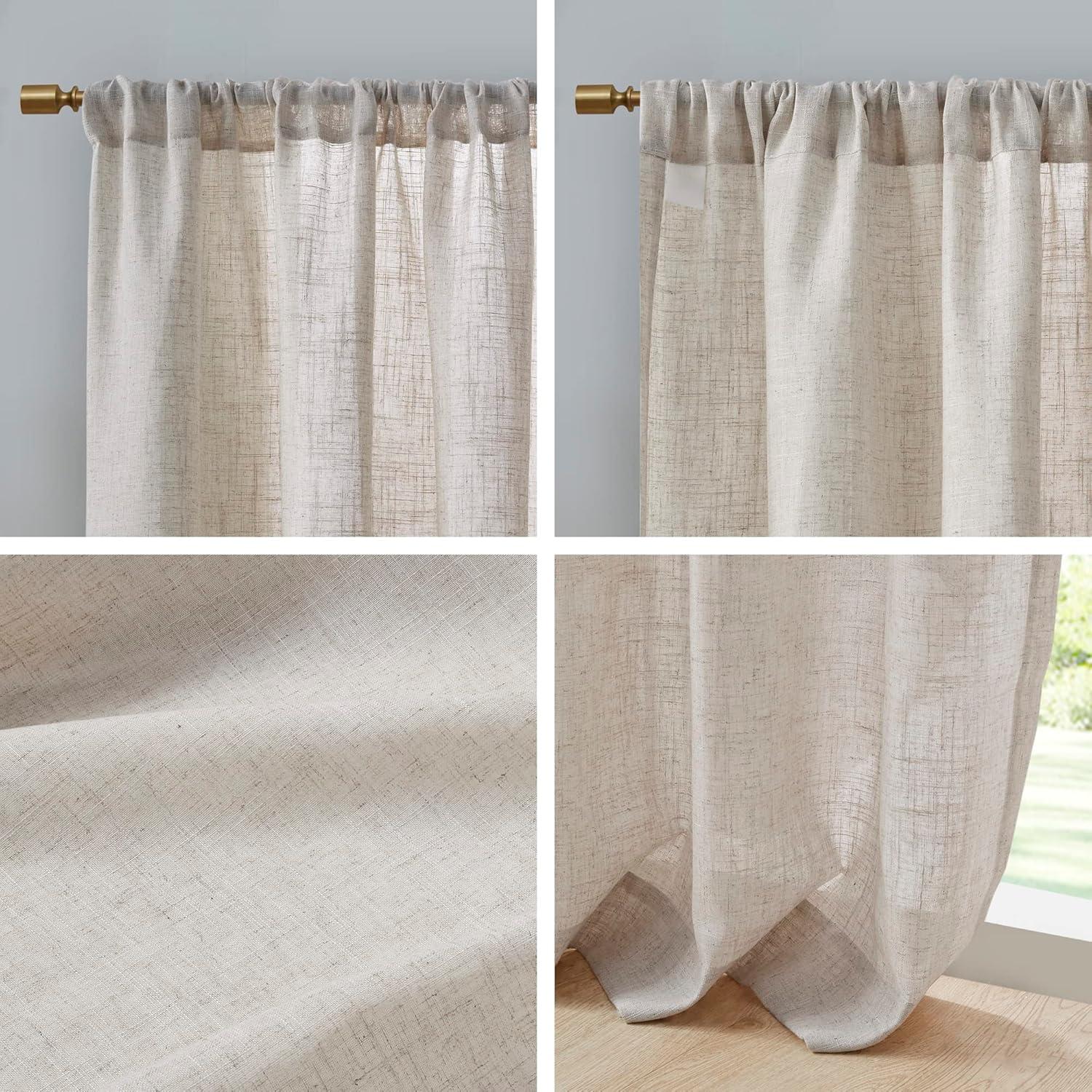 Madison Park Kyler Natural Linen Blend Light Filtering Curtain Panel Pair 52x84" (Set of 2)