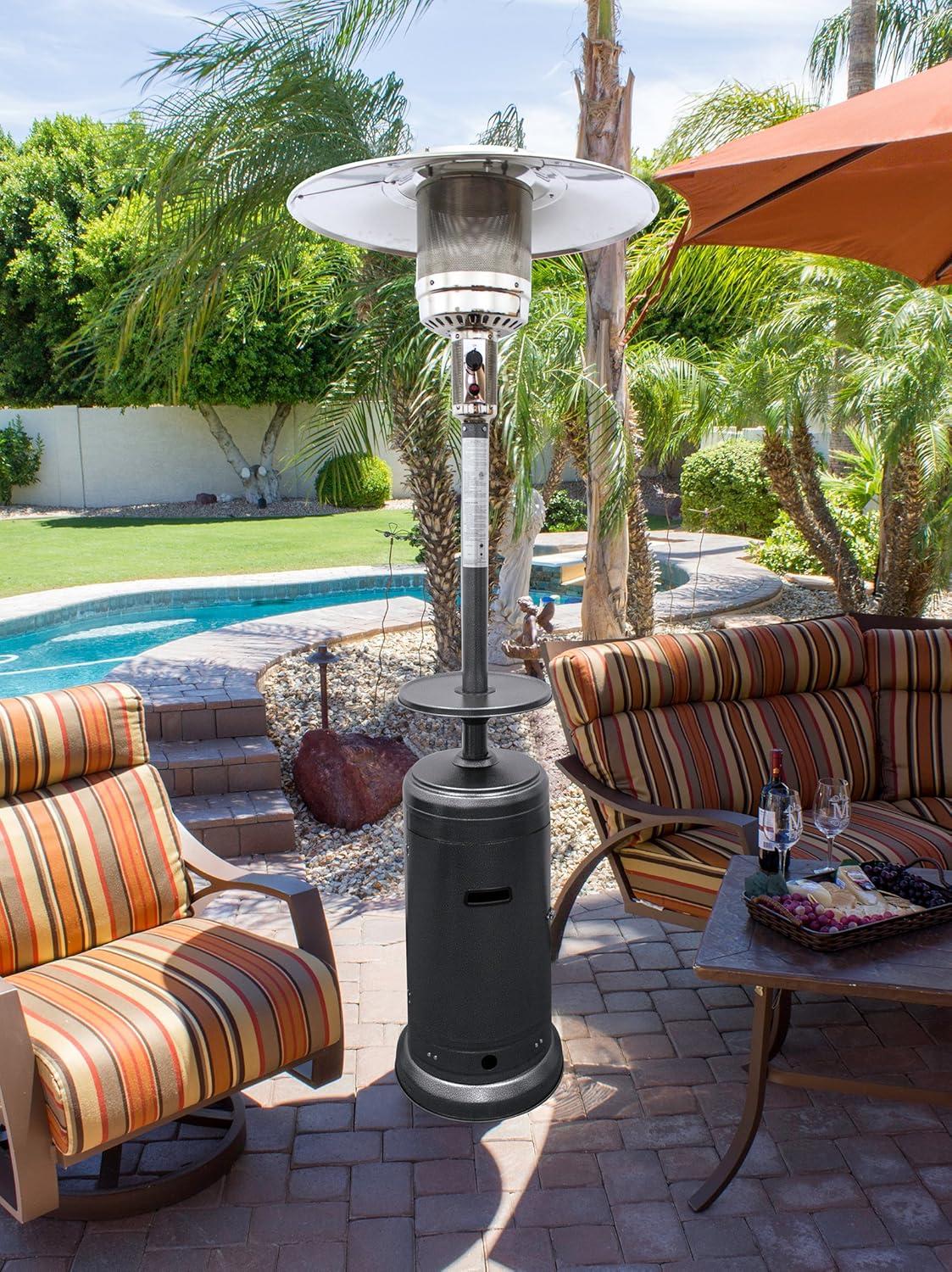 Outdoor Patio Heater 48000 BTU Hammered Silver - AZ Patio Heaters: Propane Heat Source, 10ft Radius Coverage, Metal Frame